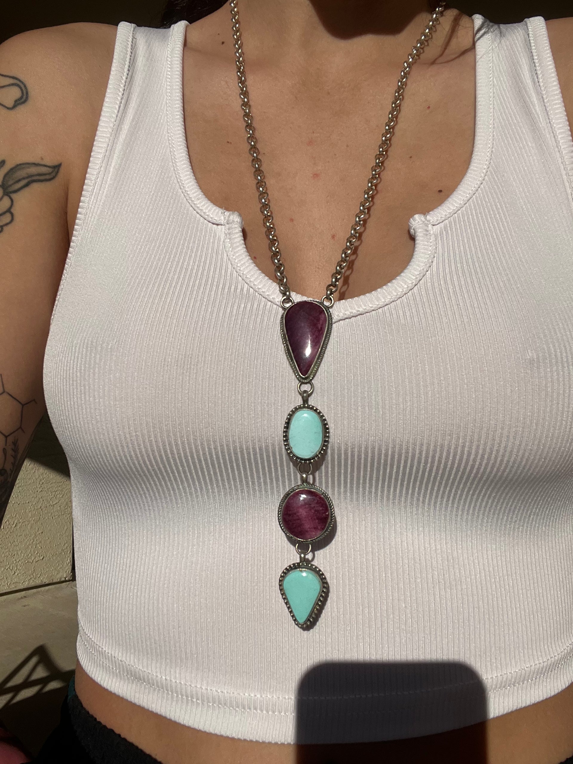 Shelia Tso Multi Stone & Sterling Silver Necklace