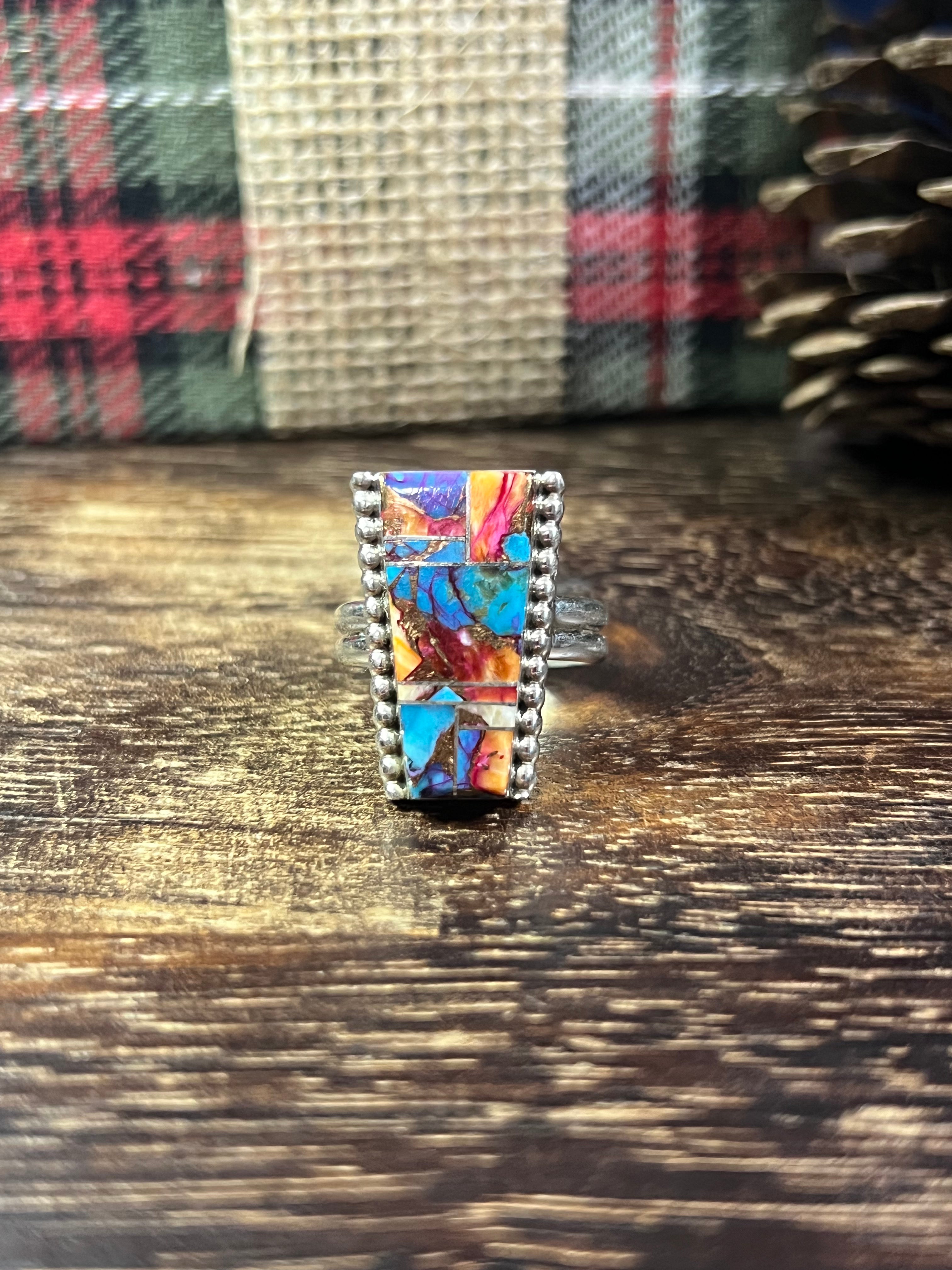 Wilbert Grey Mohave Turquoise & Sterling Silver Ring Size 9.5