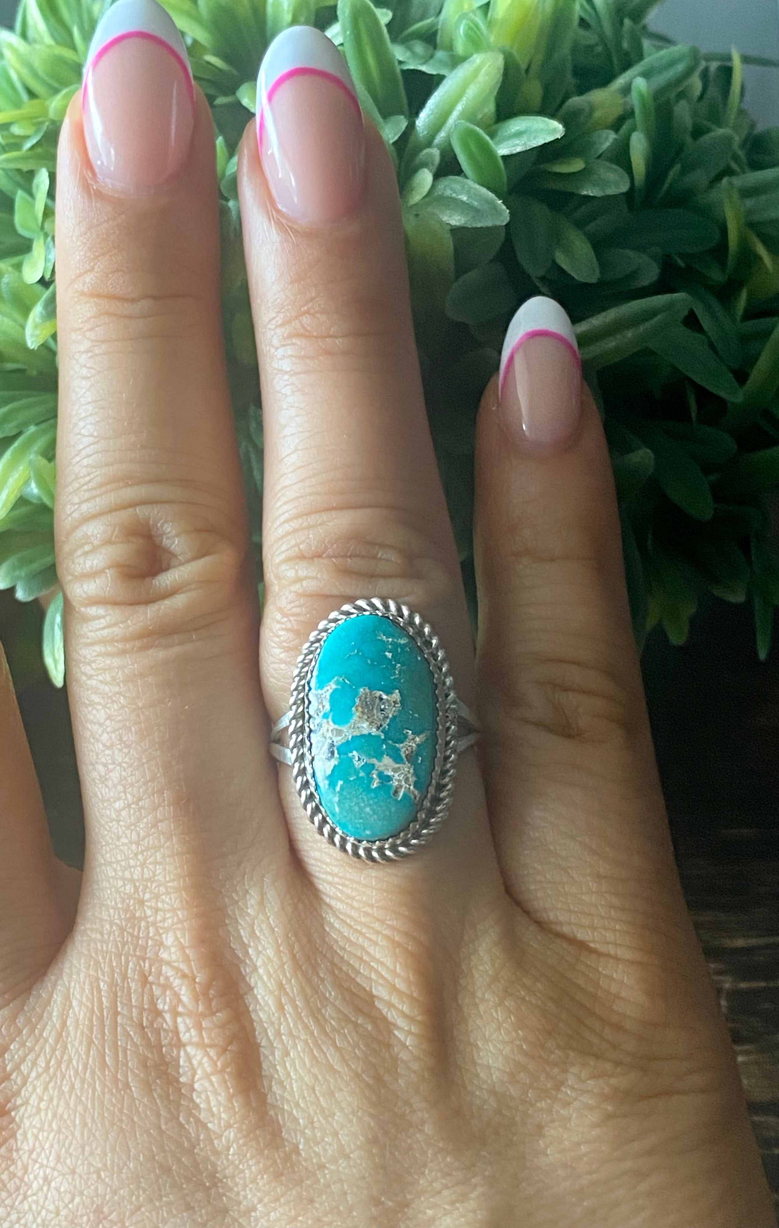 Reda Galvan South Hill Turquoise & Sterling Silver Ring Size 8.75