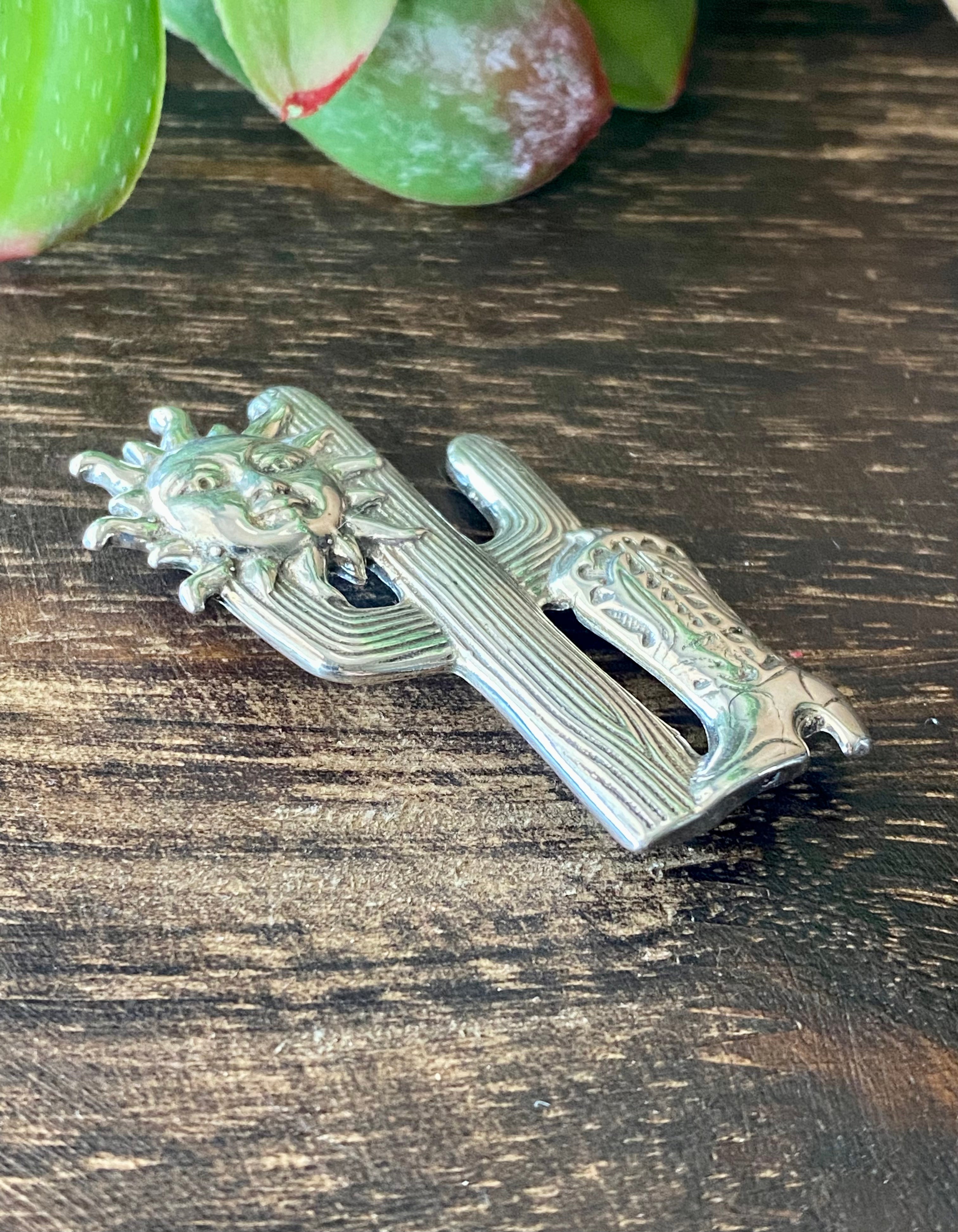 Southwest Handmade Sterling Silver Sahuaro Pin