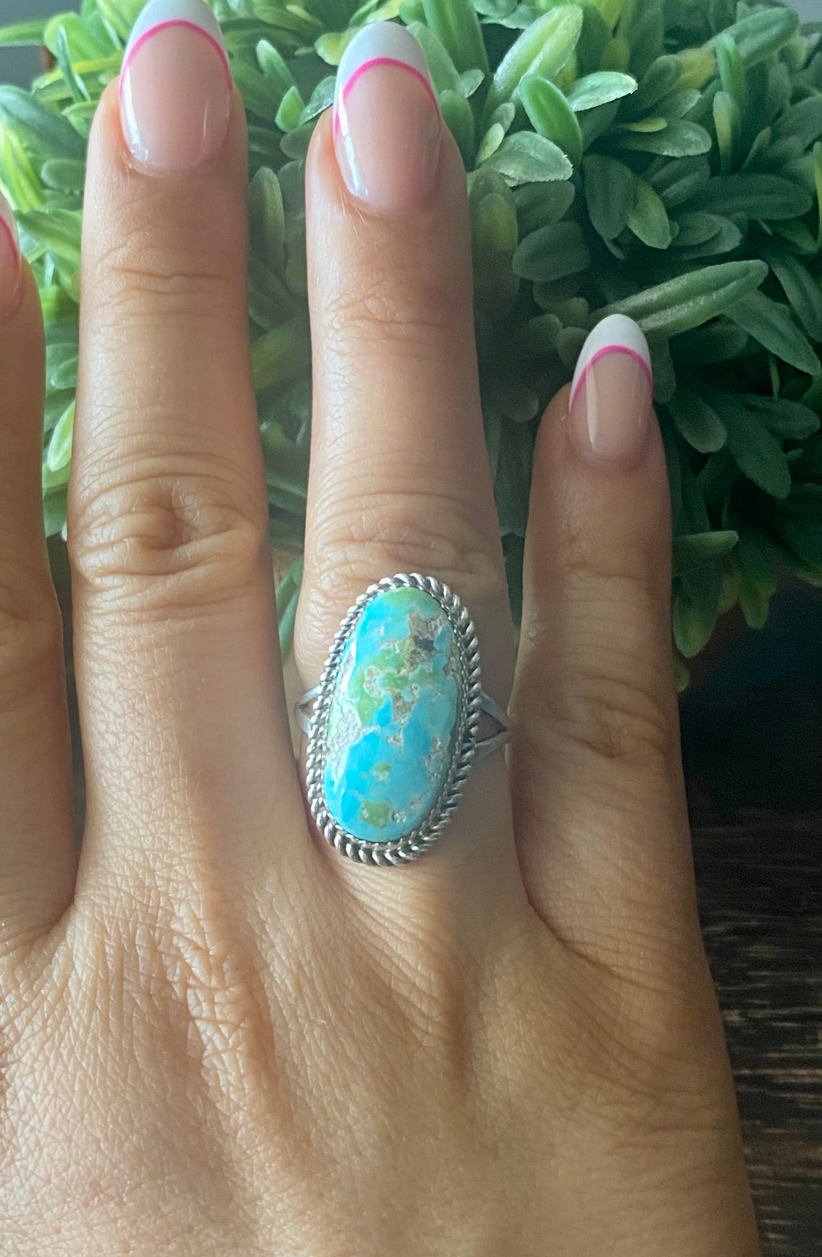 Reda Galvan Sonoran Mountain Turquoise & Sterling Silver Ring Size 8.5