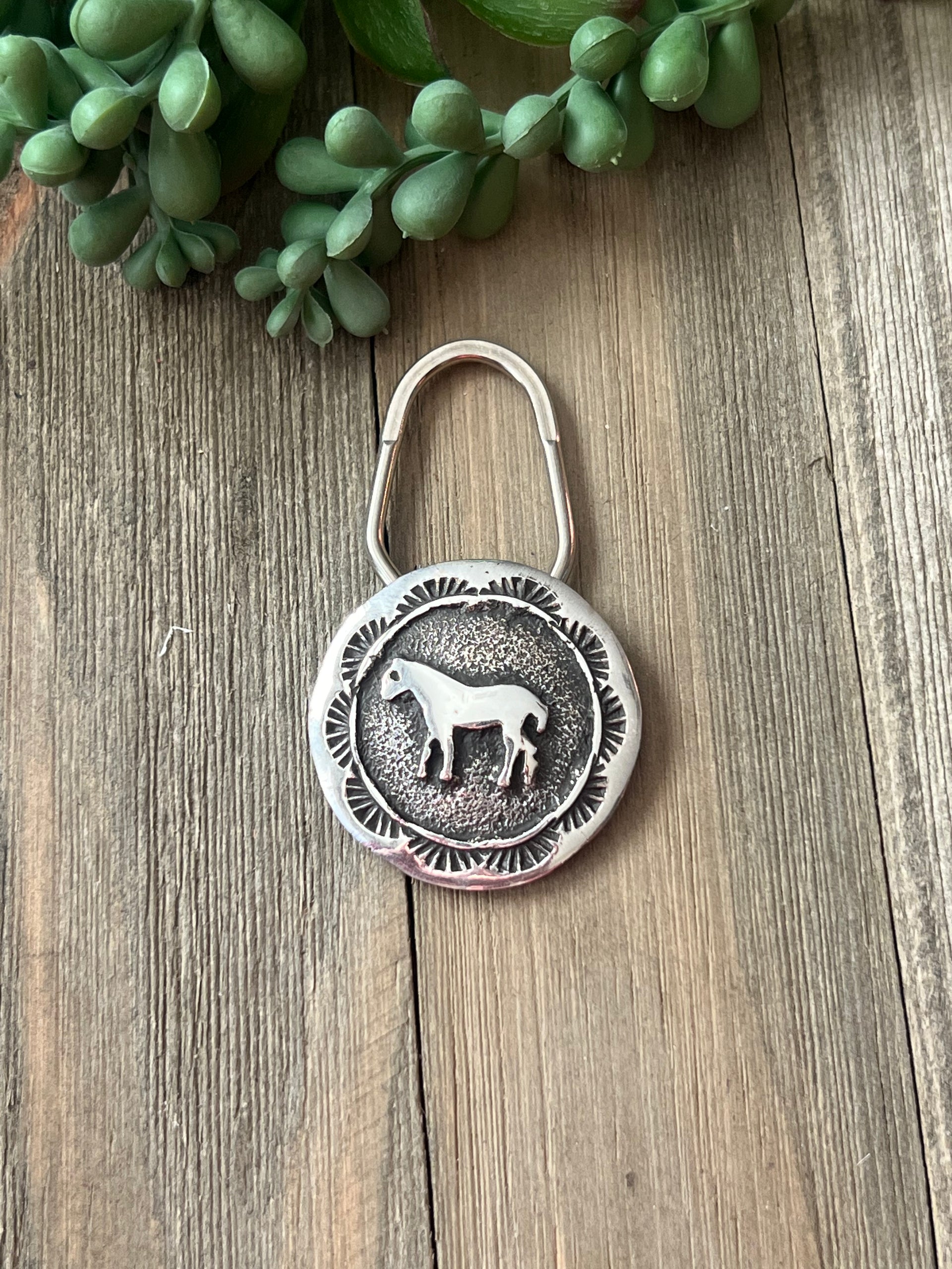 Navajo Made Sterling Silver Horse Key Chain