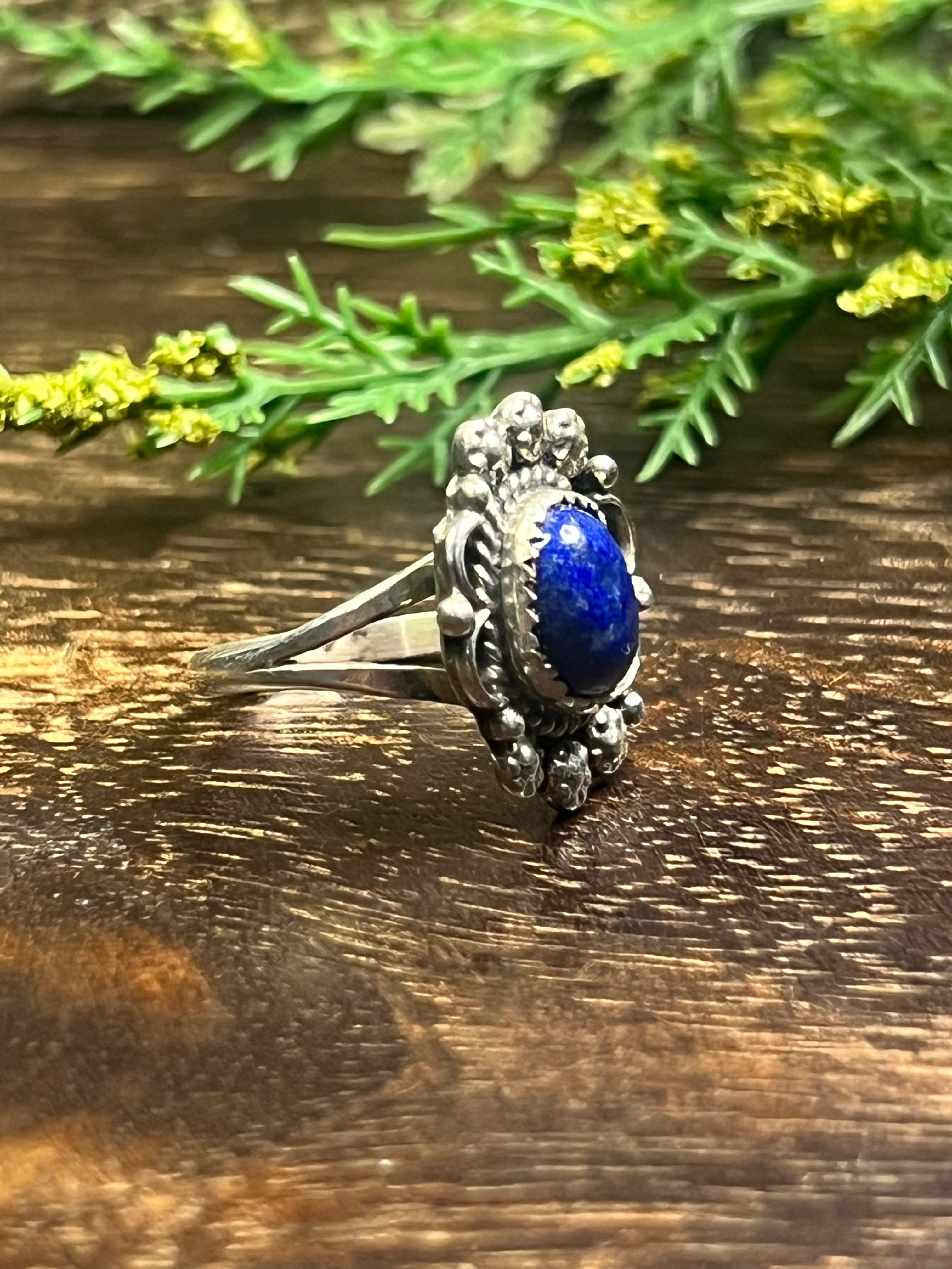 Freda Martinez Lapis & Sterling Silver Ring Size 7