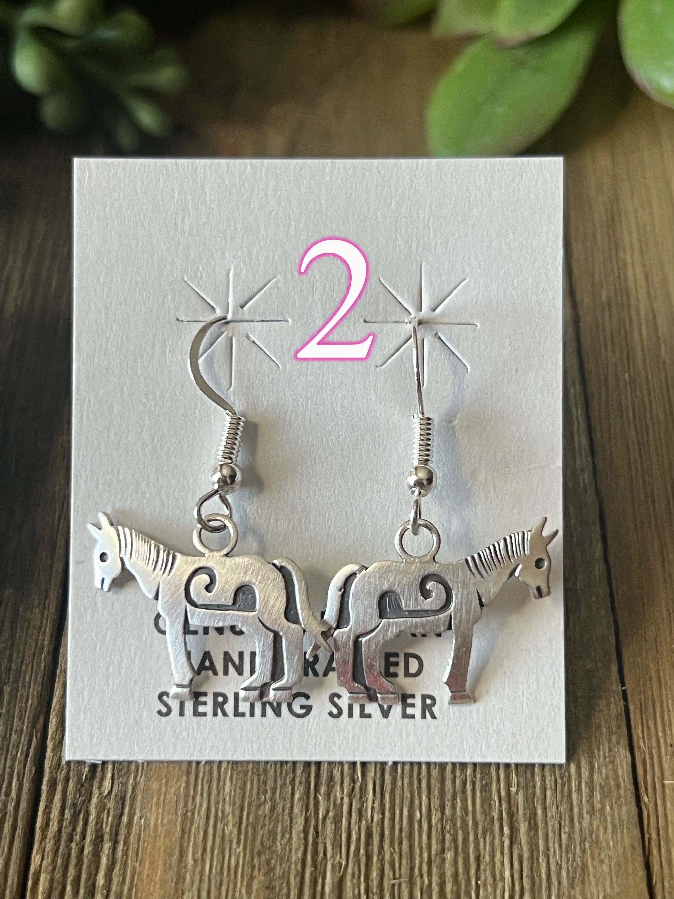 Navajo Made Sterling Silver Donkey Earrings