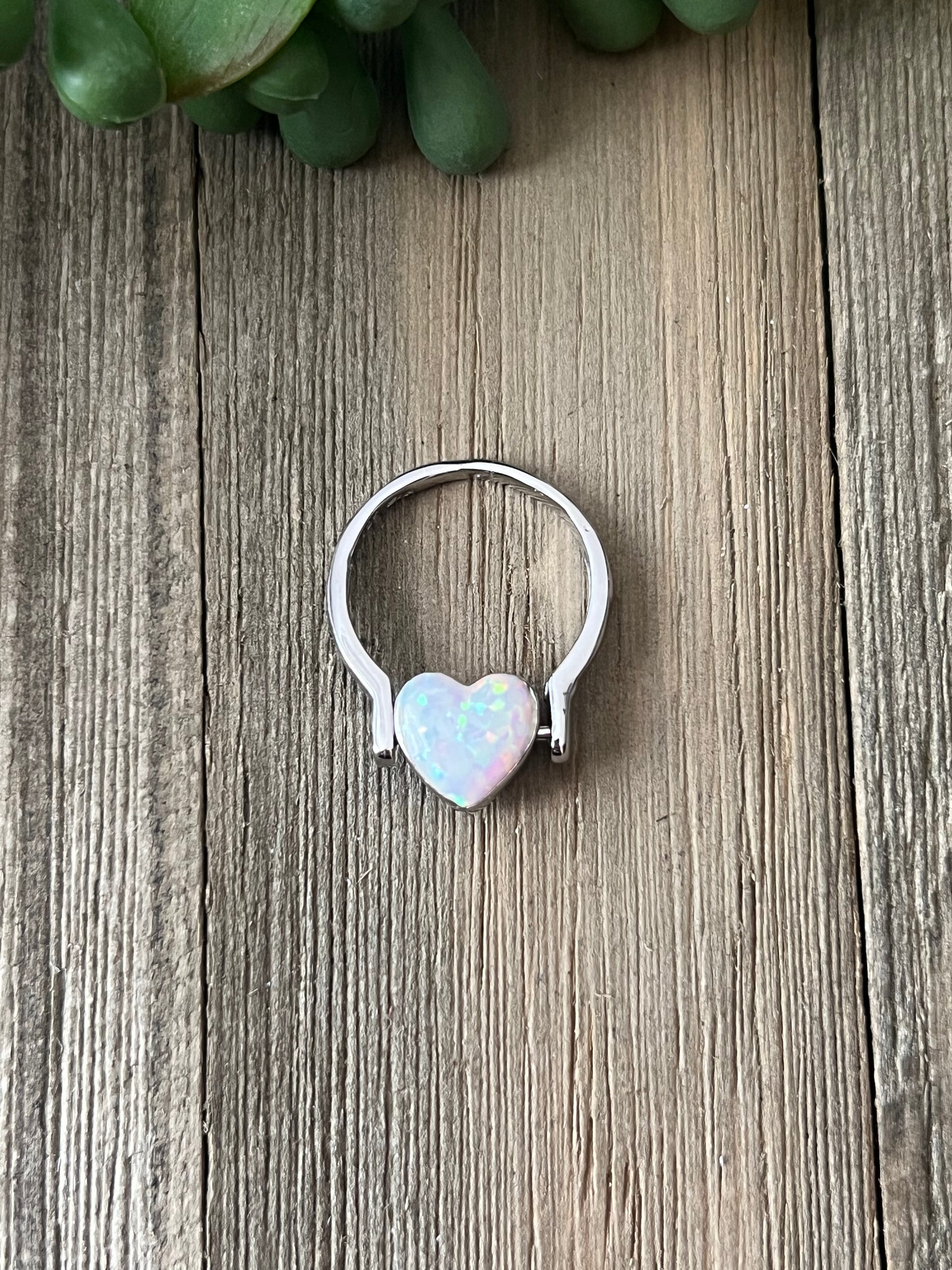 Southwest Made Opal & Sterling Silver Double Sided Heart Fidget Ring