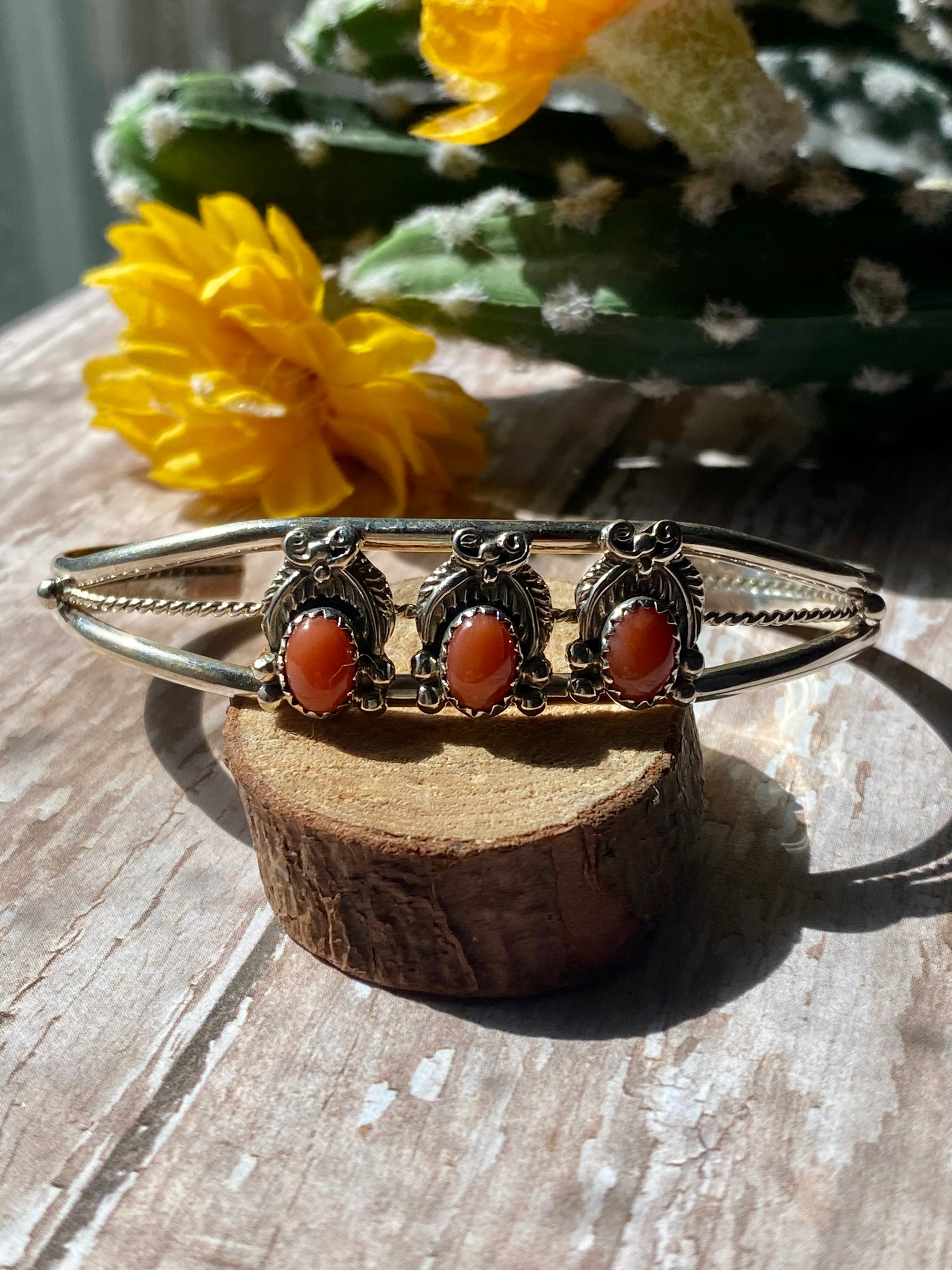 Lee Shorty Coral & Sterling Silver Cuff Bracelet