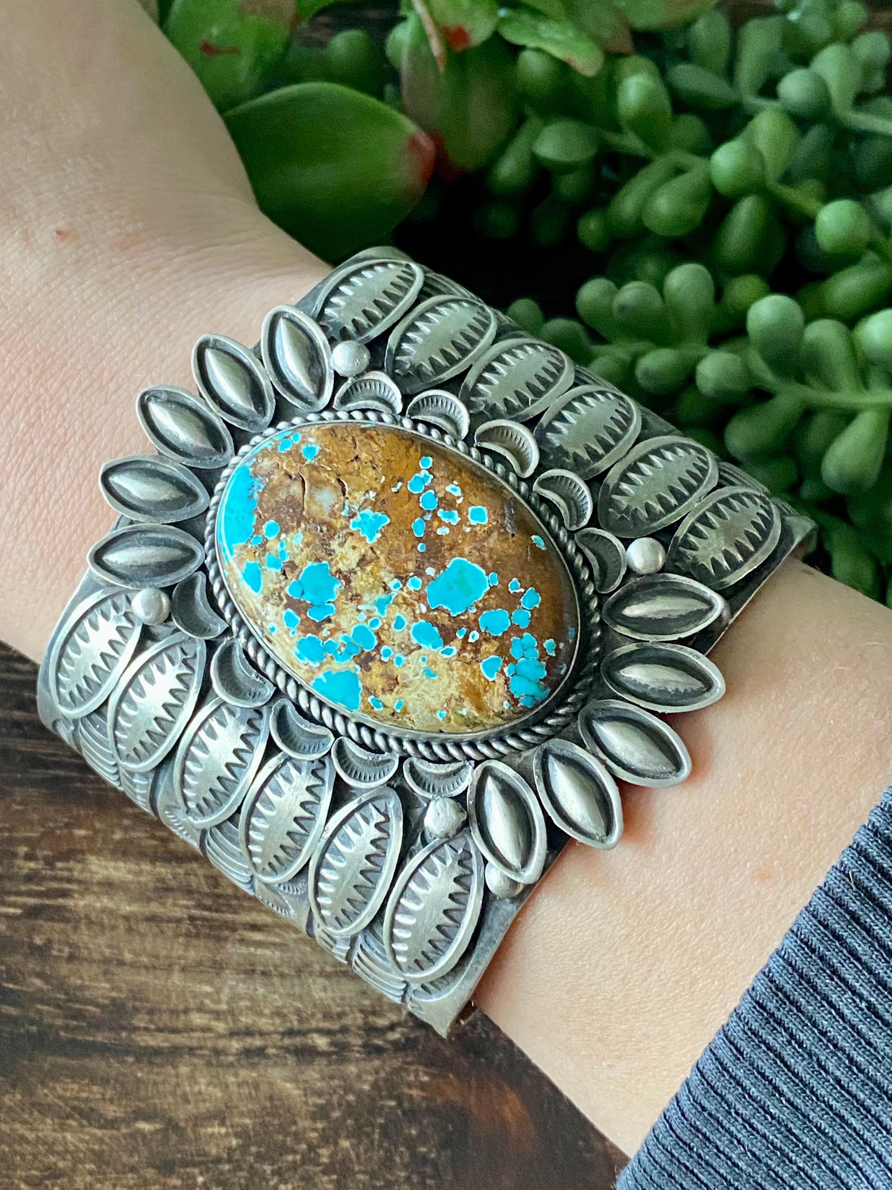 Alex Sanchez Natural Royston Turquoise & Sterling Silver Cuff Bracelet