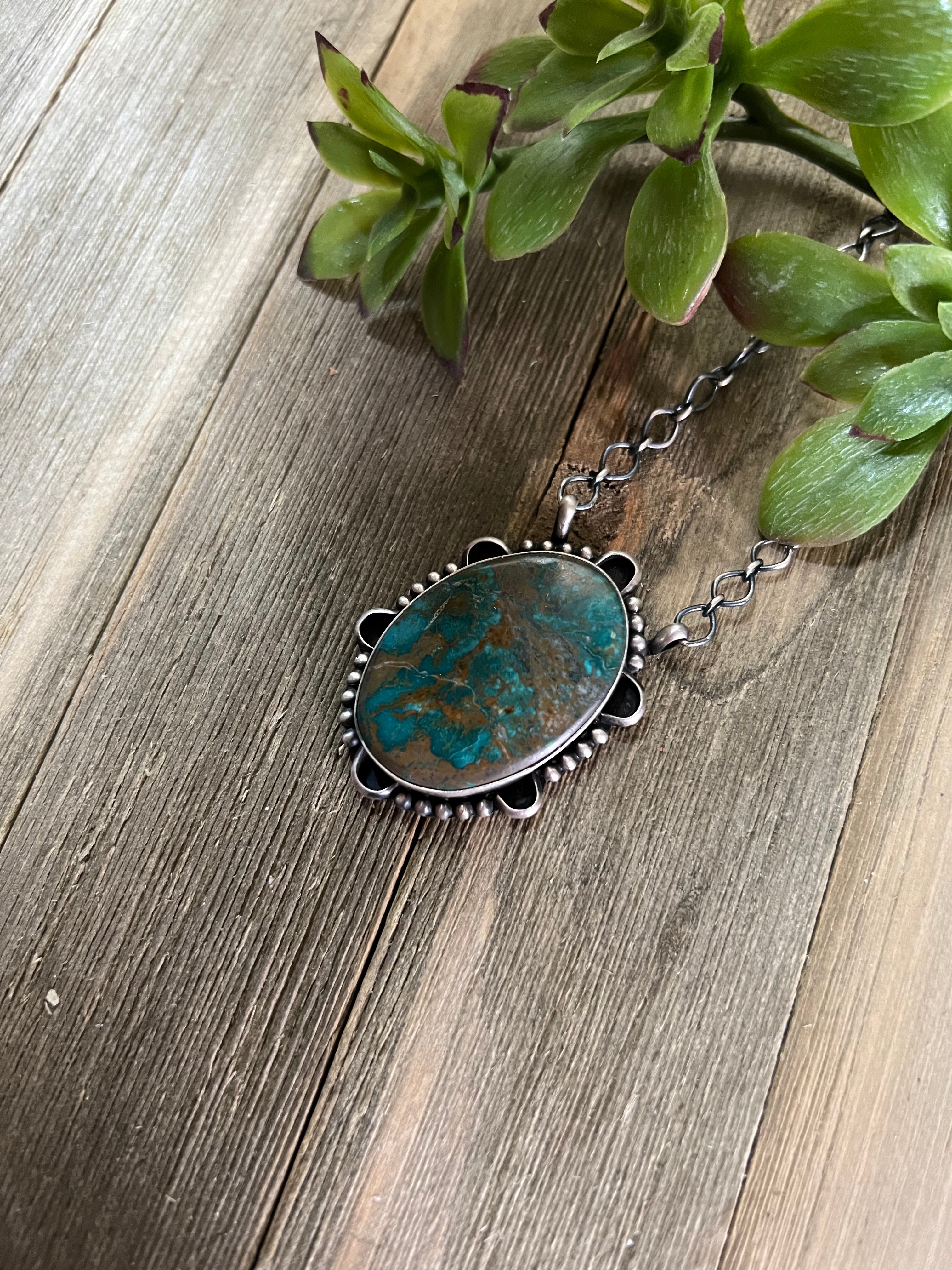 Navajo Made Royston Turquoise & Sterling Silver Necklace