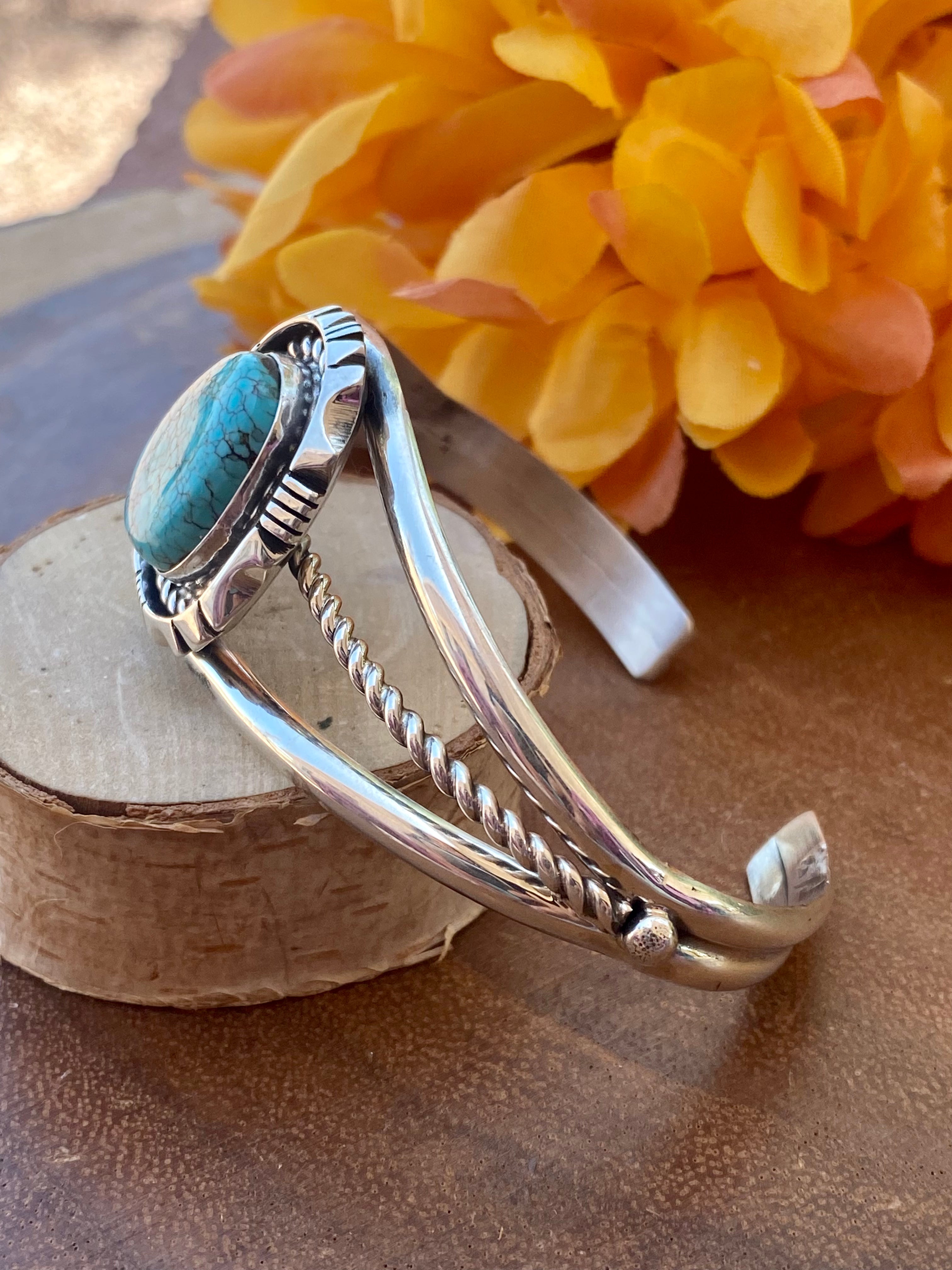 Eddie Secatero Hubei Turquoise & Sterling Silver Cuff Bracelet