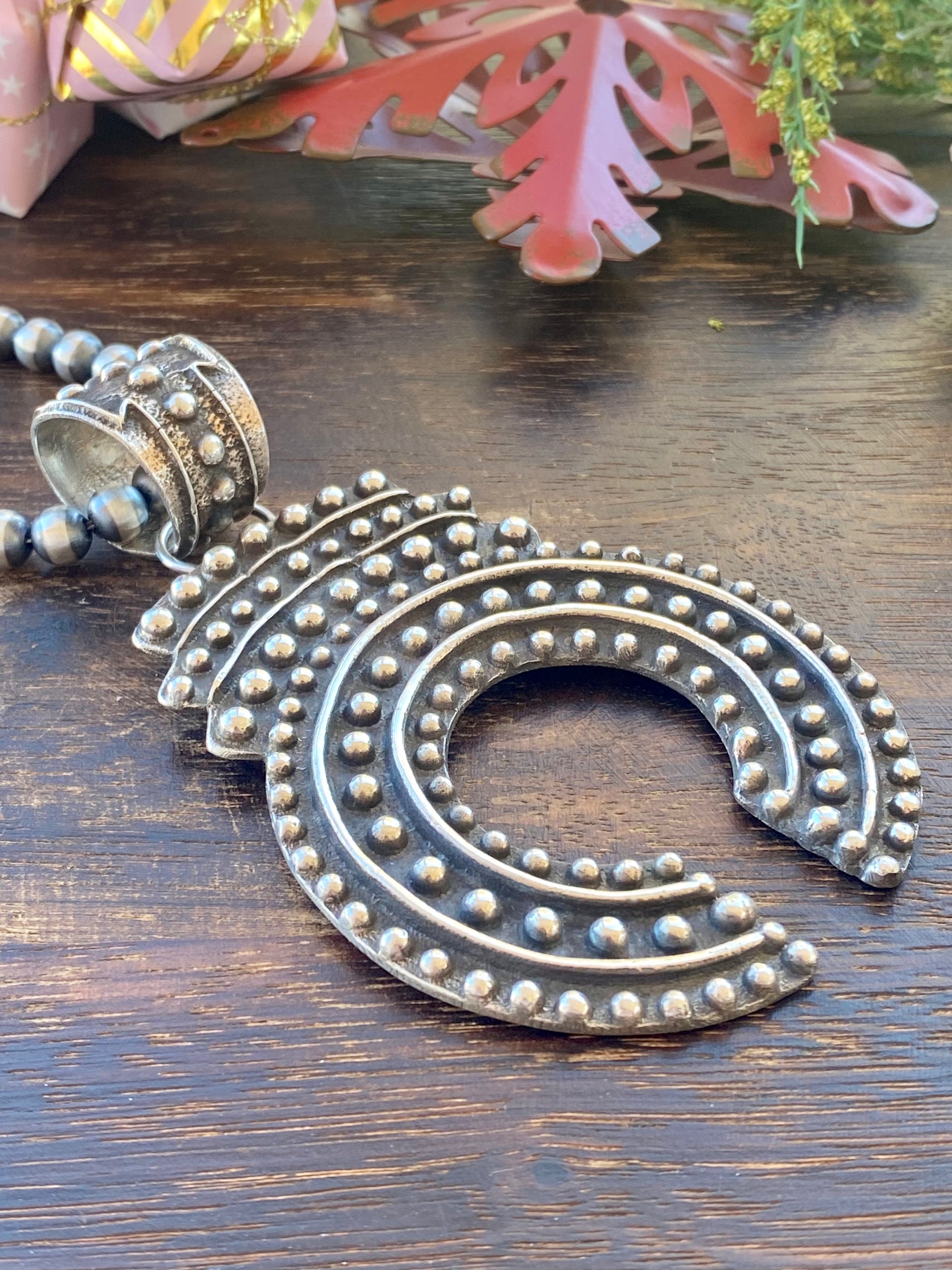 Delbert Arviso Sterling Silver Tufa Cast Naja Pendant