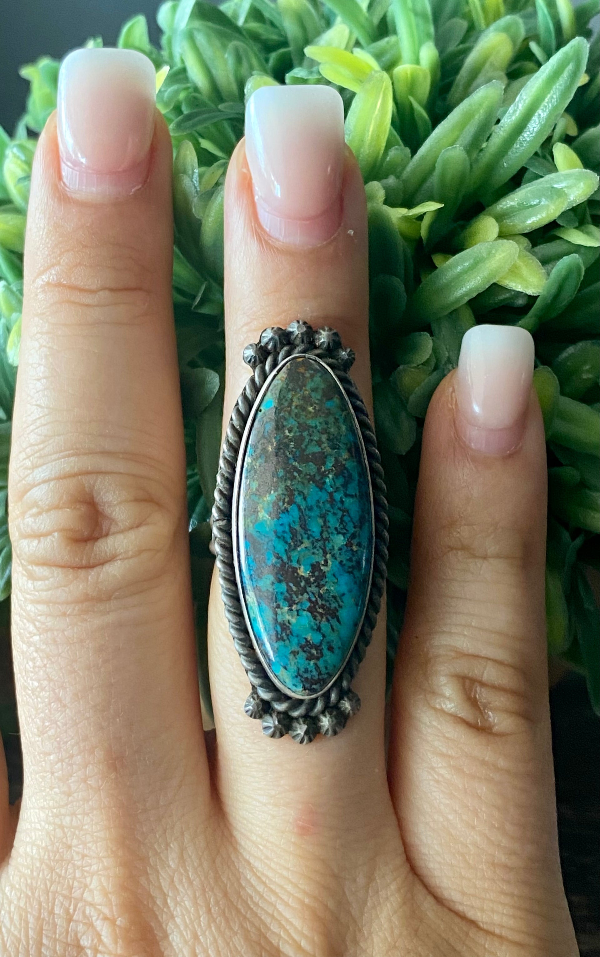 Scott Skeets Thunder Mountain Turquoise & Sterling Silver Ring Size 7.25