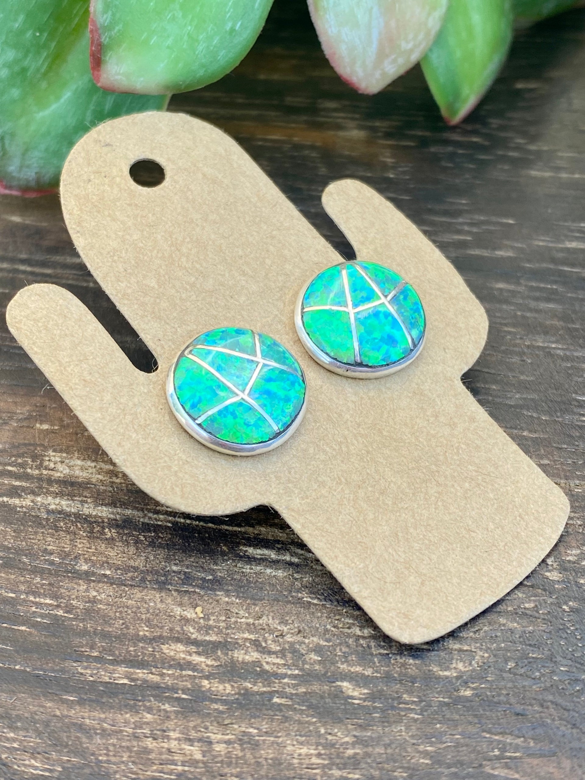 Karen Lalio Opal & Sterling Silver Inlay Post Earrings