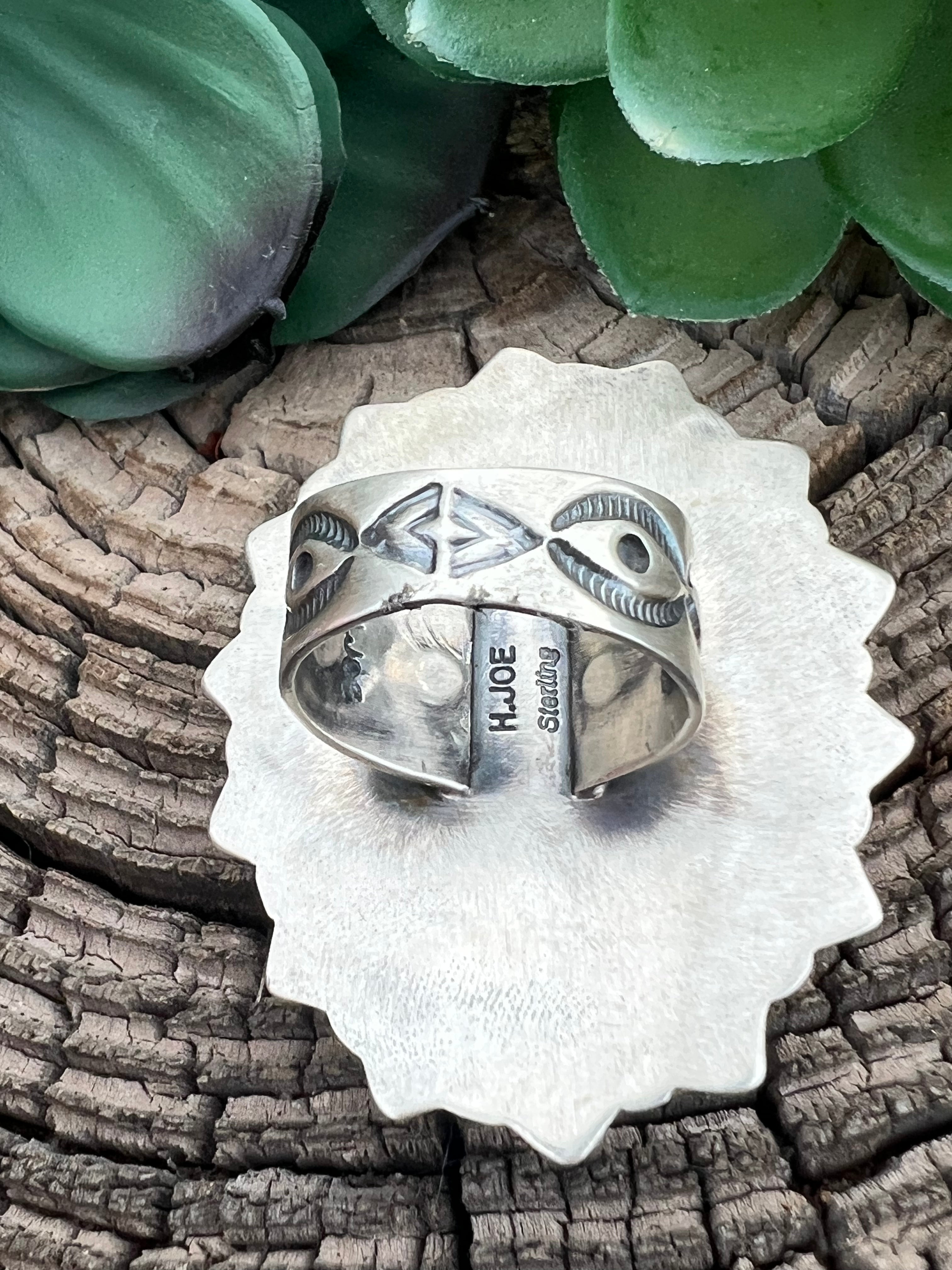 Harold Joe Kingman Turquoise & Sterling Silver Ring Size 9.5