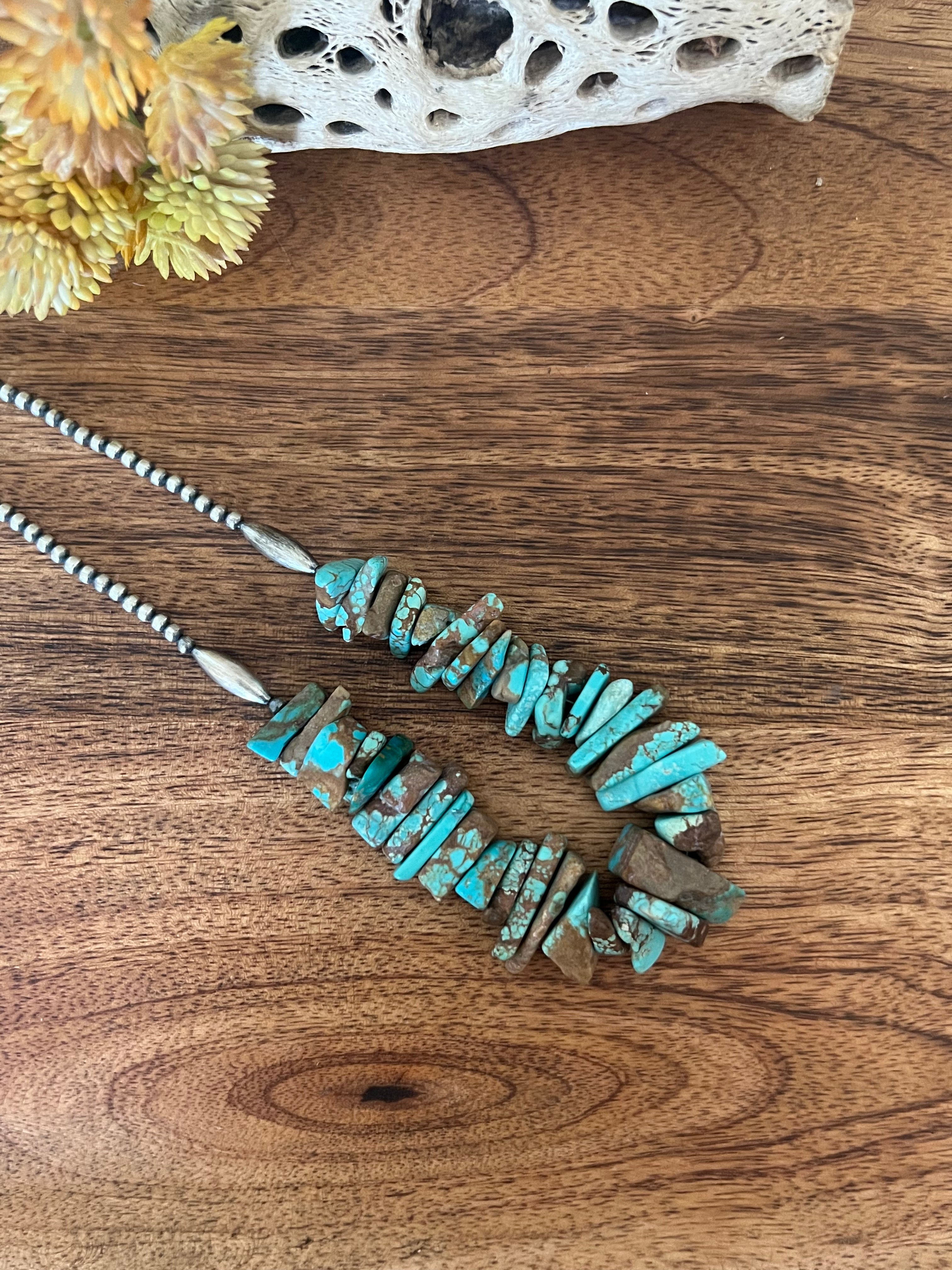 Navajo Made #8 Turquoise & Sterling Silver Necklace