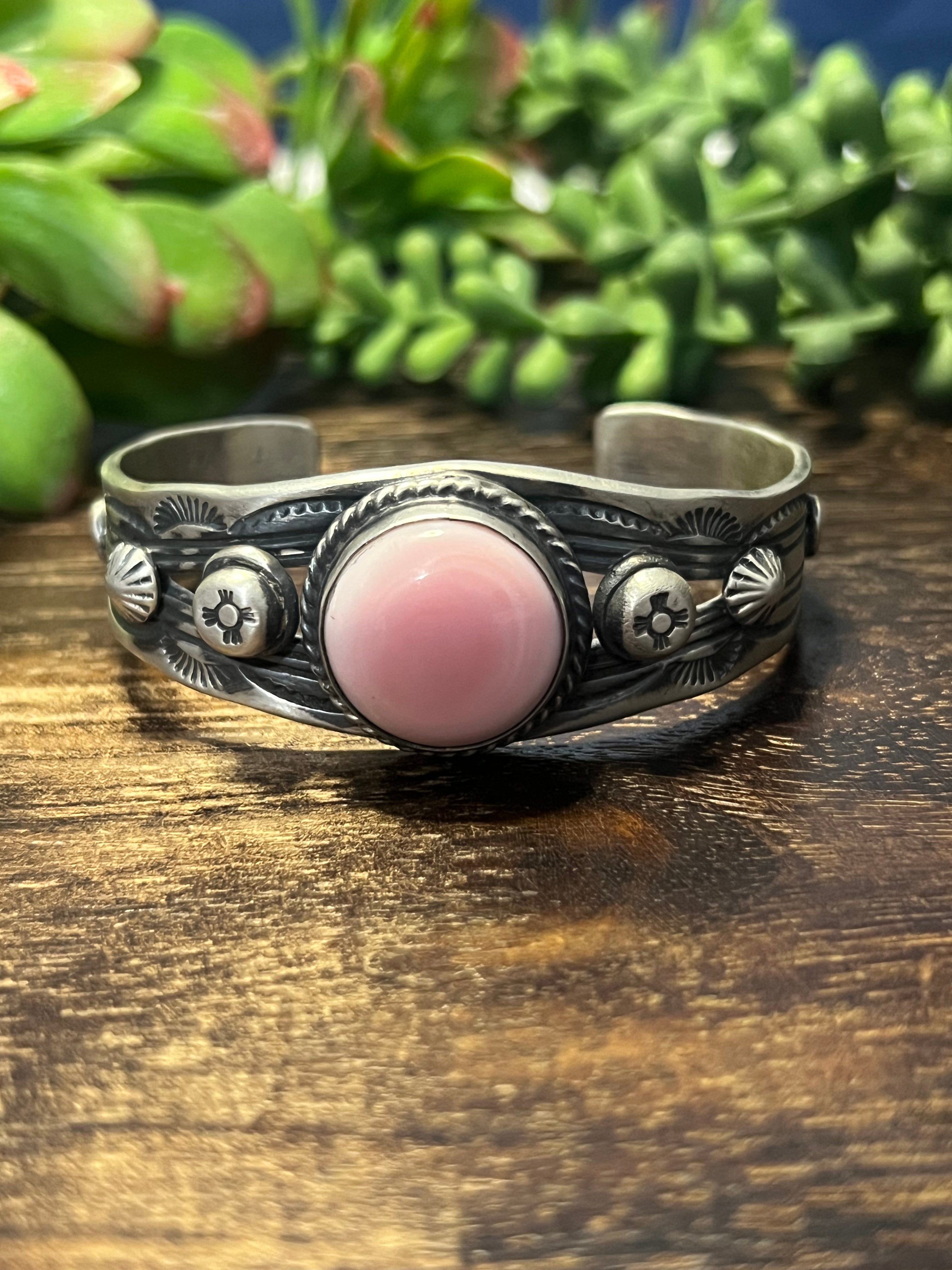 Chimney Butte Pink Conch & Sterling Silver Cuff Bracelet