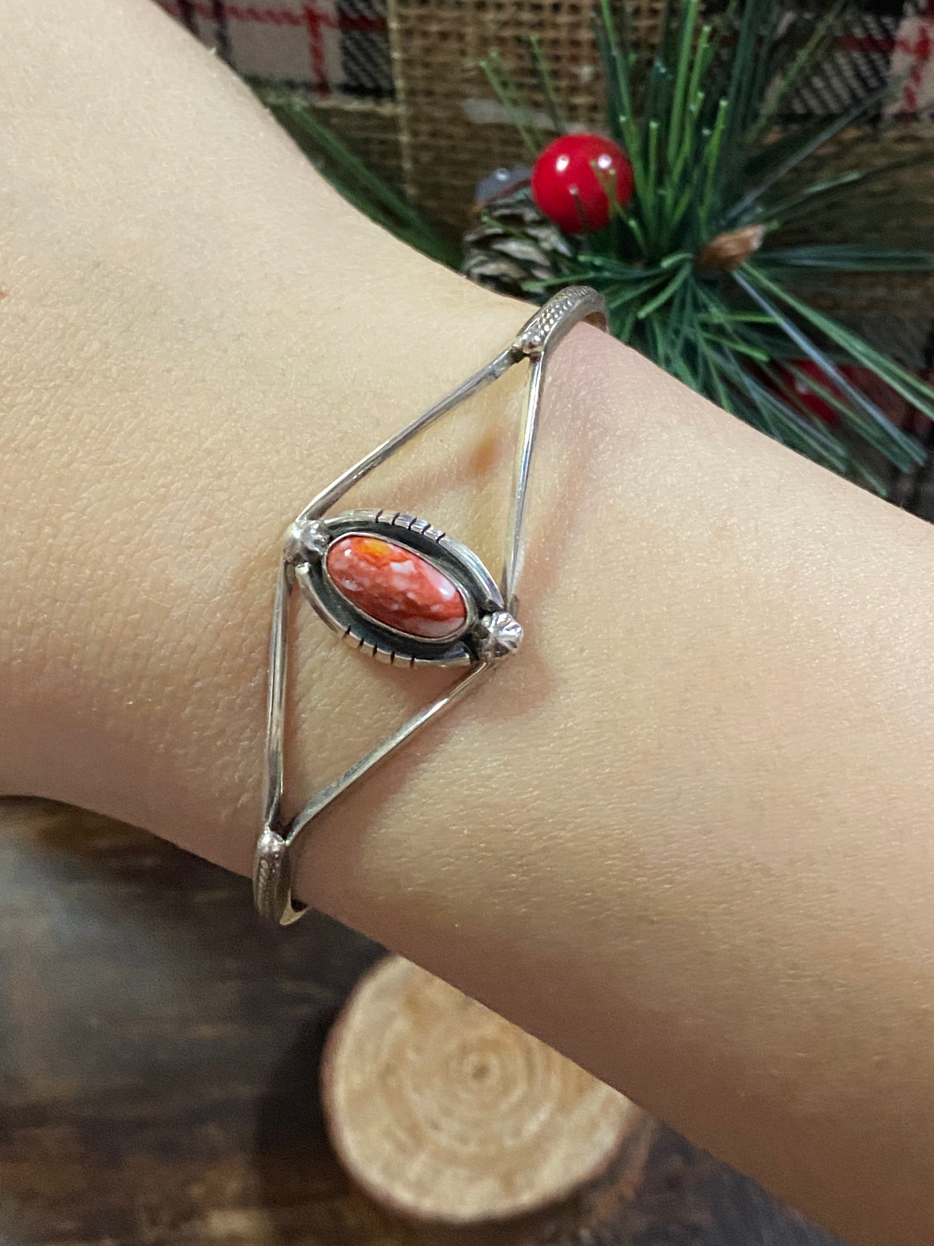 Grace Kenneth Spiny Oys & Sterling Silver Cuff Bracelet