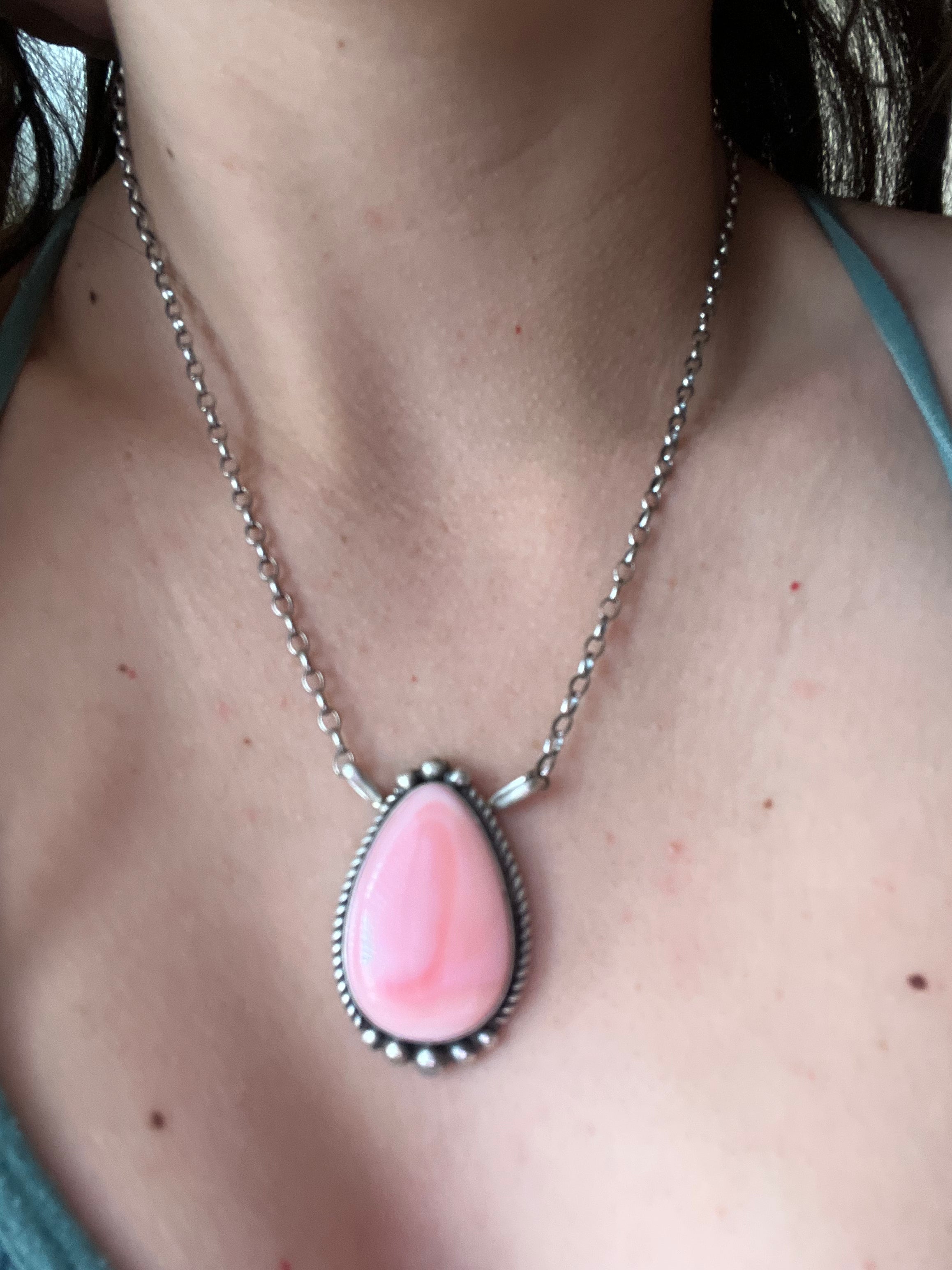 Alfred Martinez Pink Conch & Sterling Silver Necklace