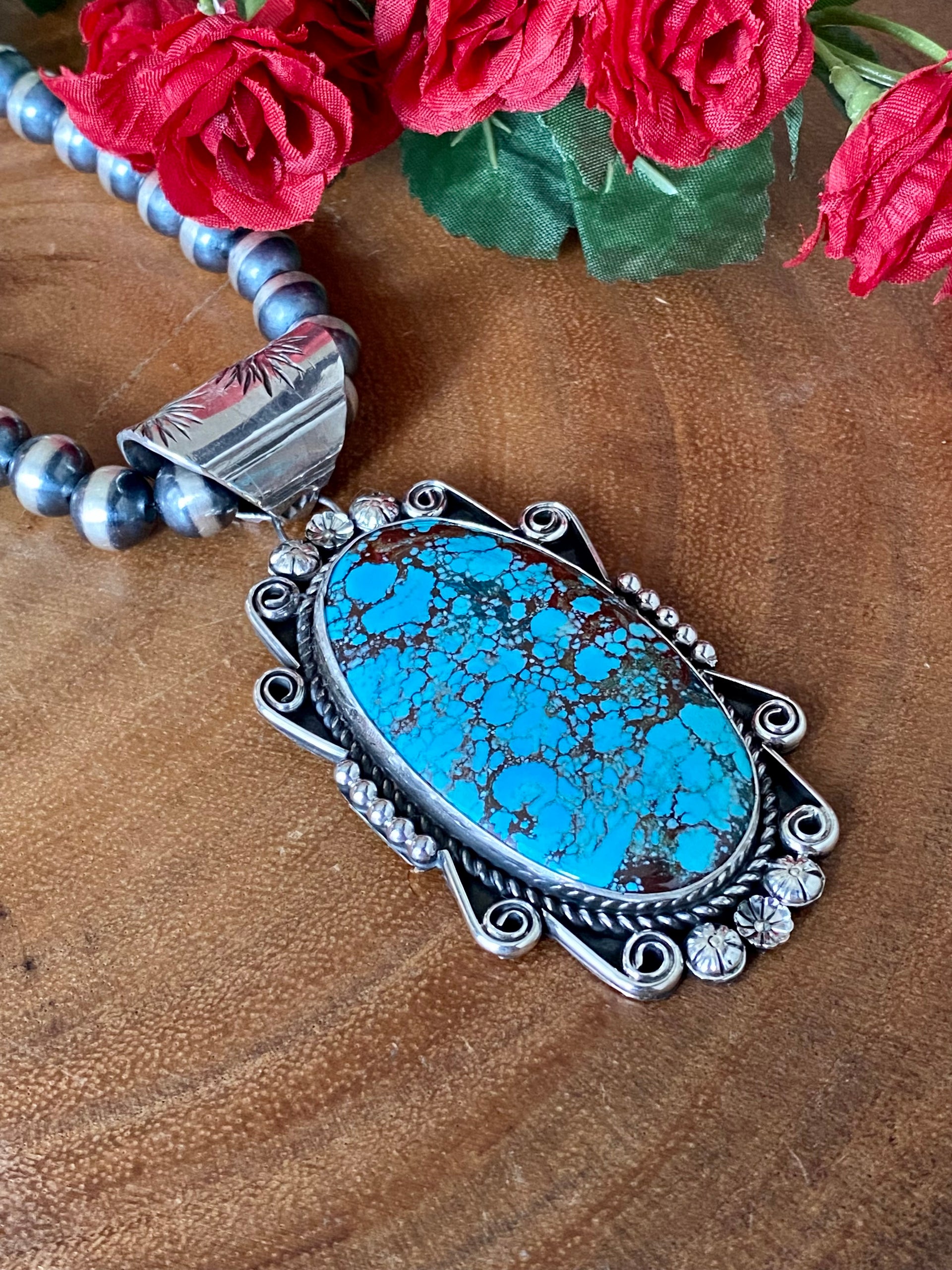 Damian Cotton Persian Turquoise & Sterling Silver Pendant