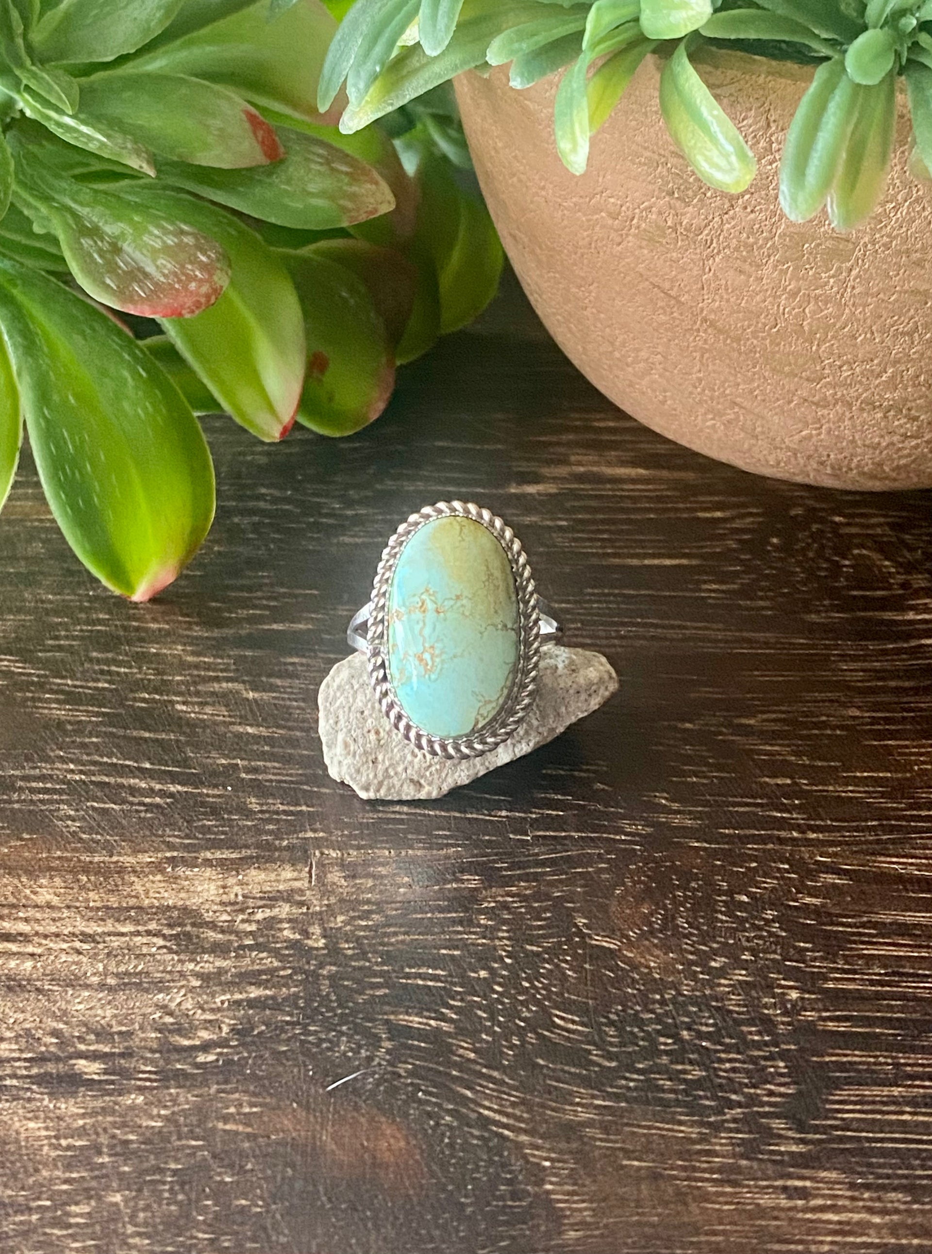 Reda Galvan Sonoran Mountain Turquoise & Sterling Silver Ring Size 8.75