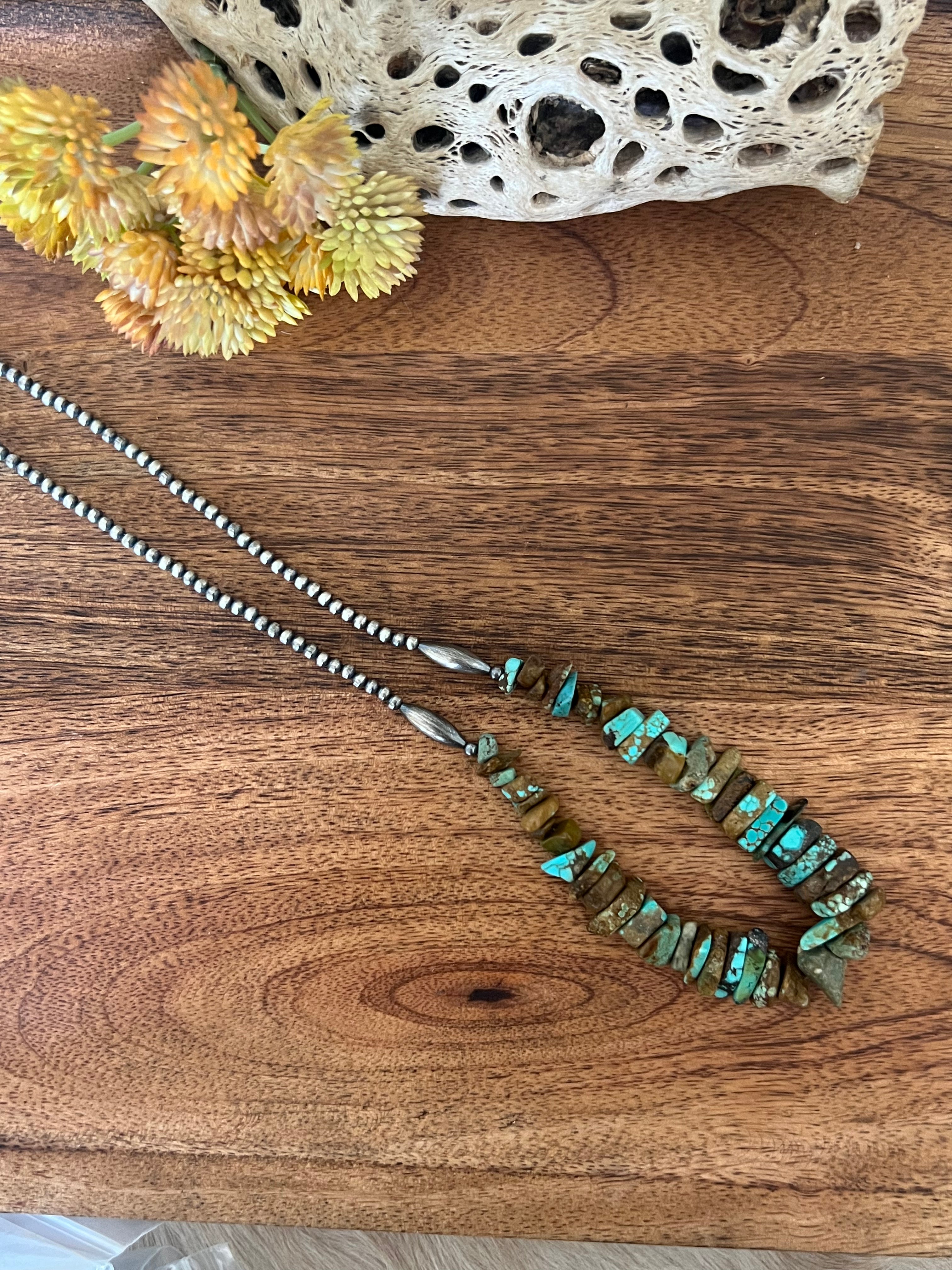 Navajo Made #8 Turquoise & Sterling Silver Necklace