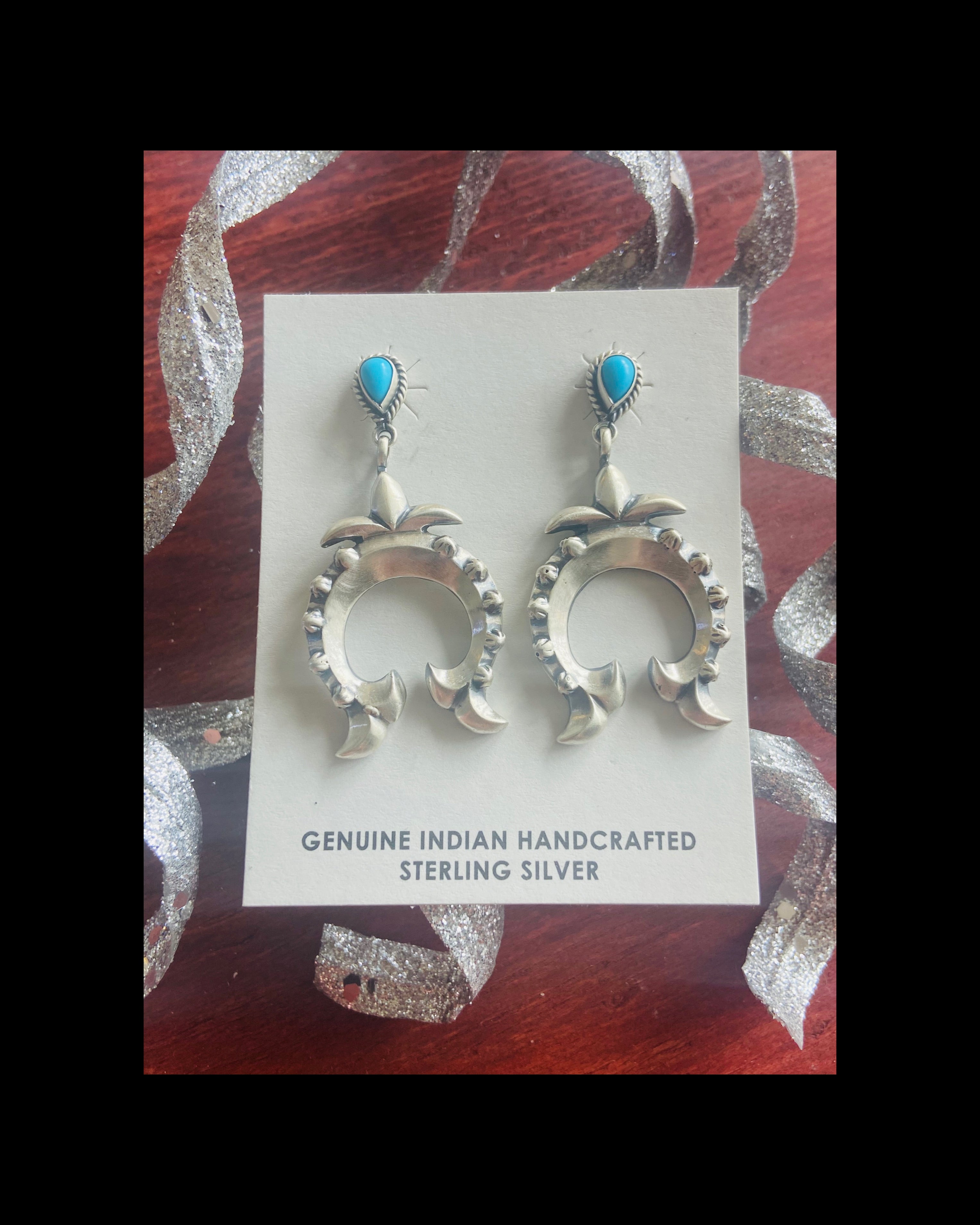 Navajo Turquoise & Sterling Silver Naja Dangles