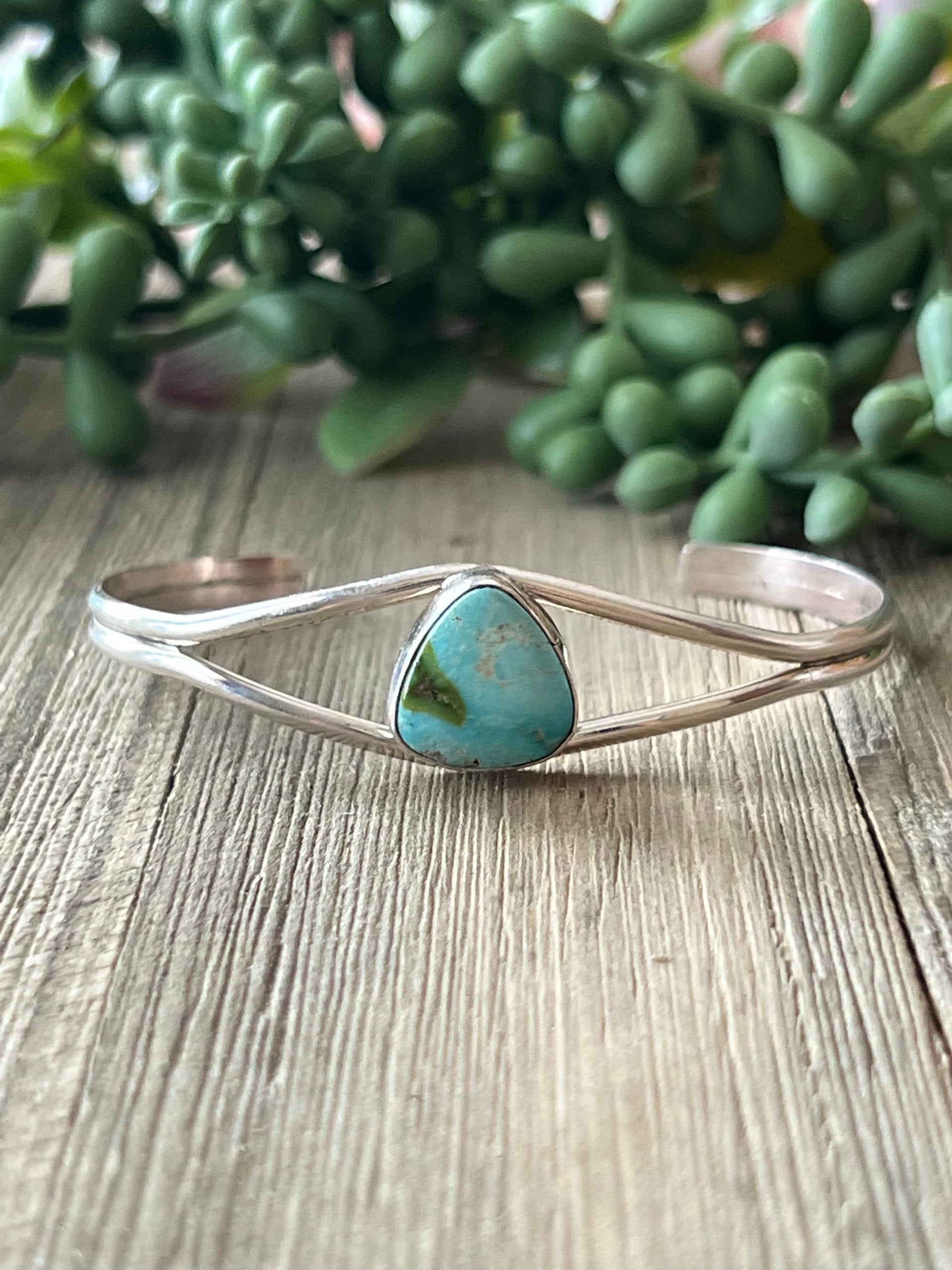 Navajo Made Sonoran Mountain & Sterling Silver Cuff Bracelet
