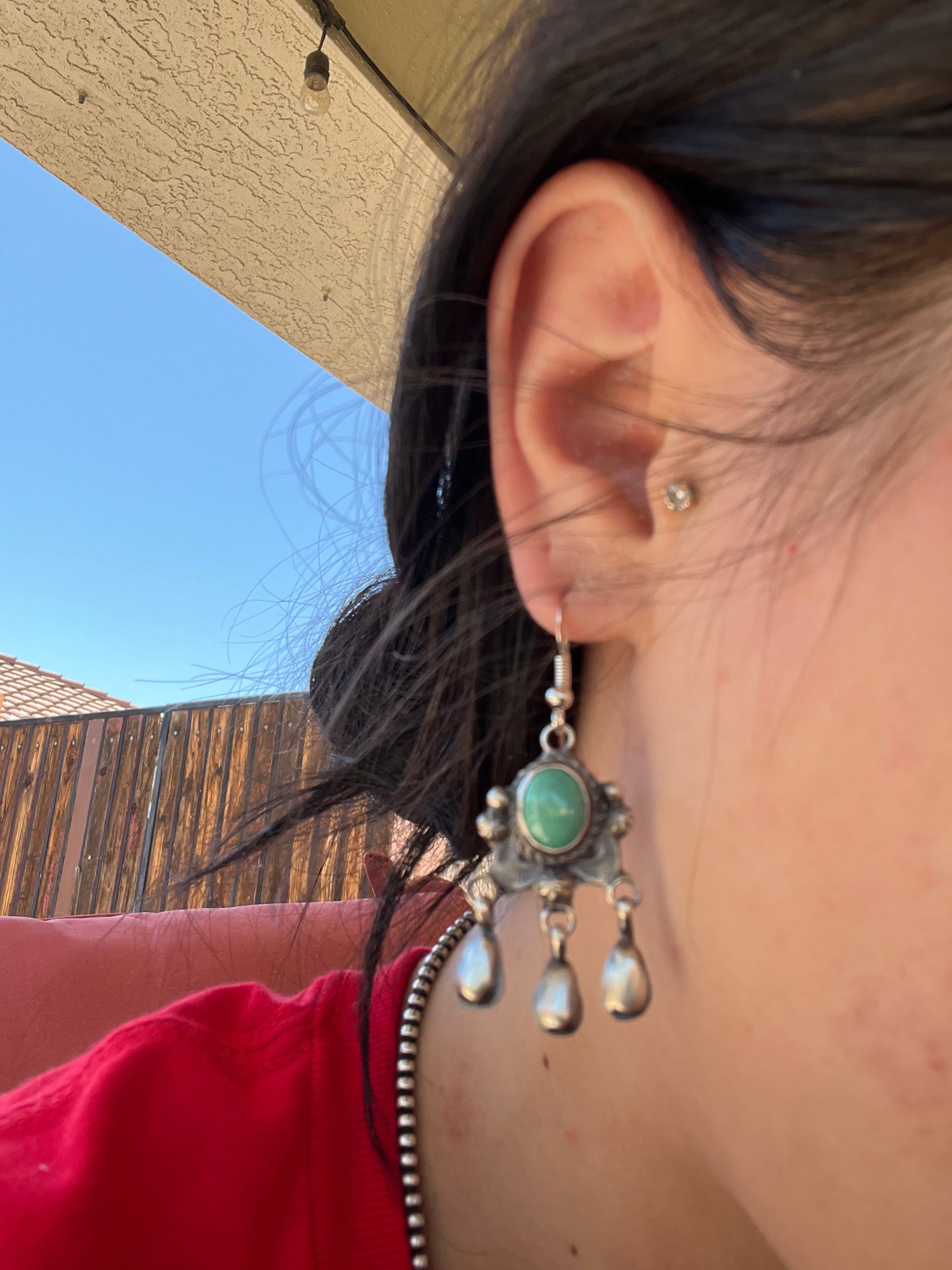 Betta Lee Kingman Turquoise & Sterling Silver Dangle Earrings