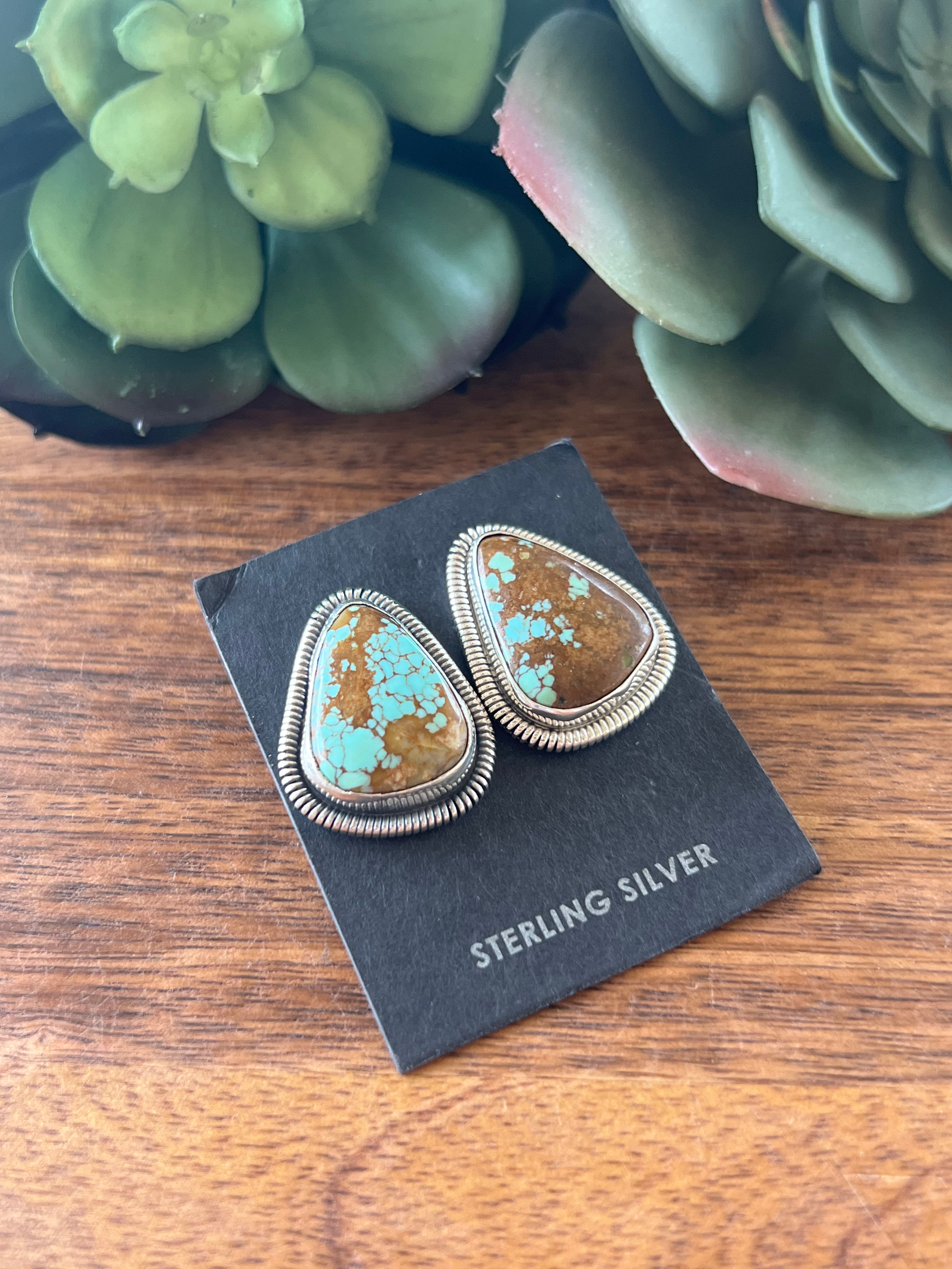 Wydelle Billie #8 Turquoise & Sterling Silver Post Earrings