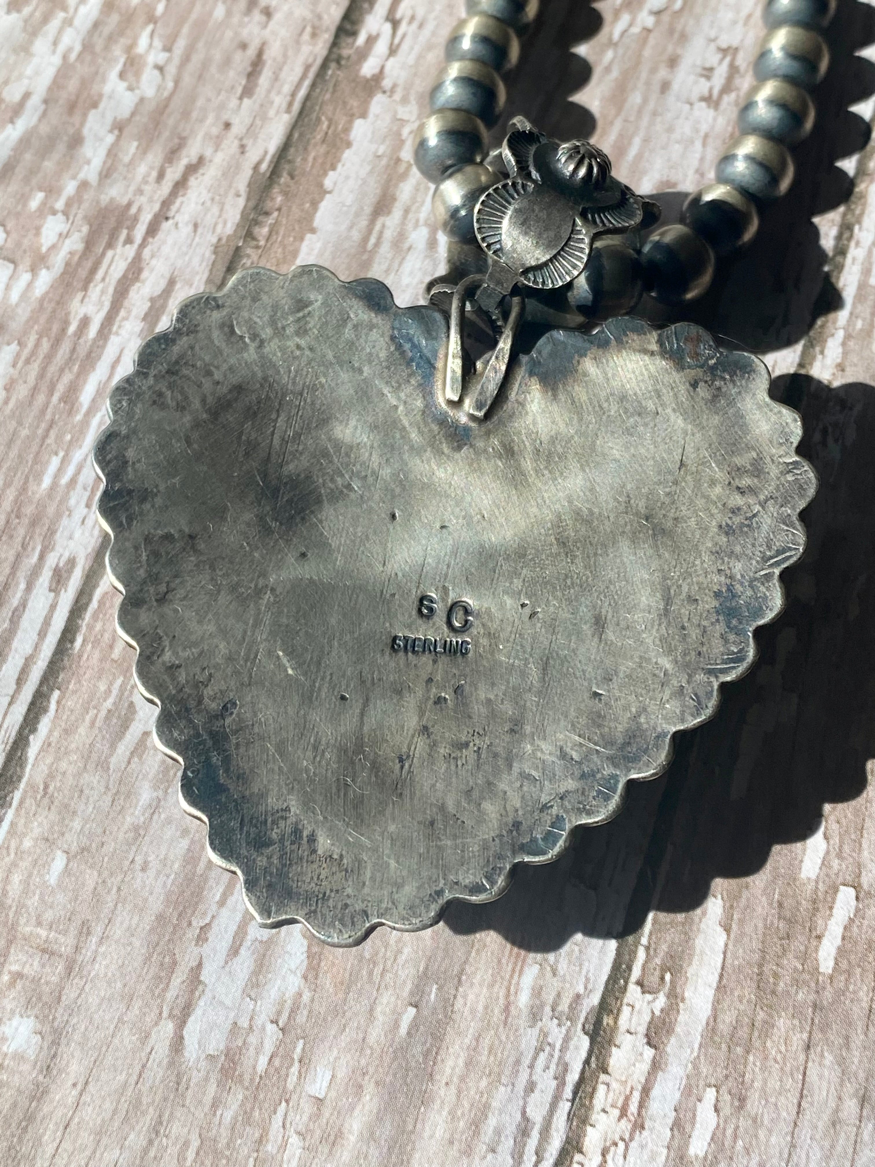 Shawn Cayatineto Moonstone & Sleeping Beauty Turquoise Sterling Silver Heart Pendant