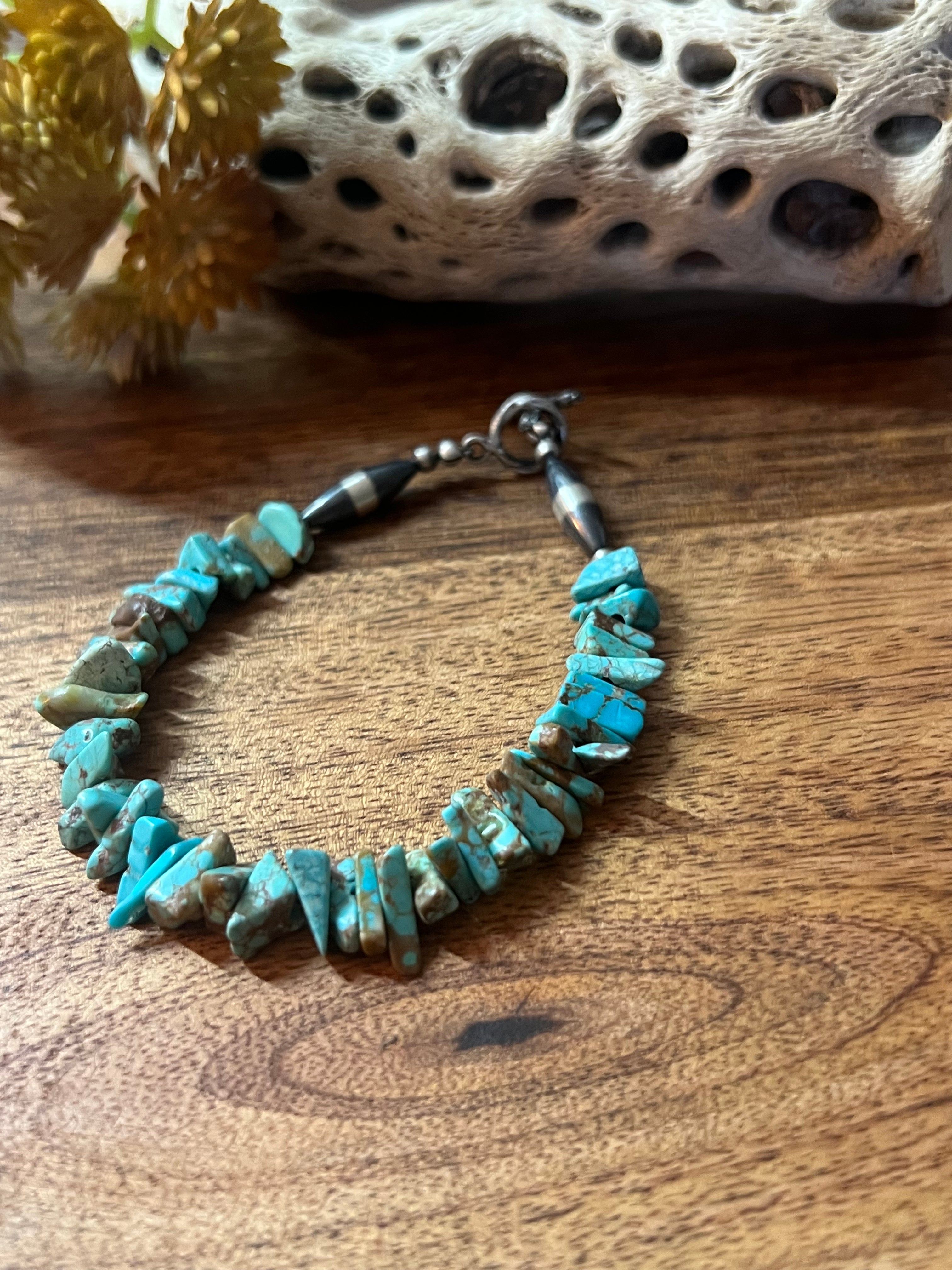 Navajo Made #8 Turquoise & Sterling Silver Bracelet