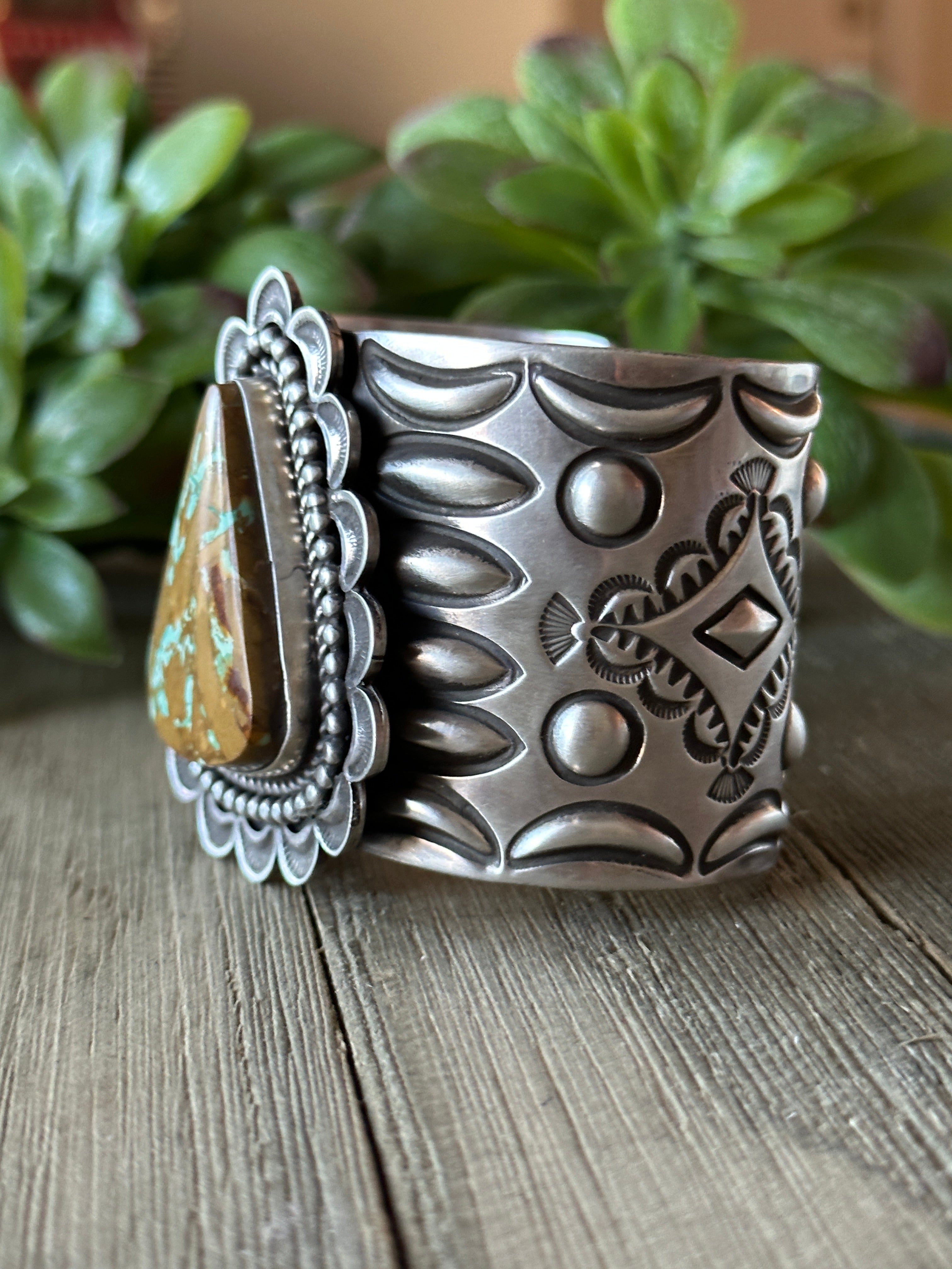 Alex Sanchez Natural Royston Turquoise & Sterling Silver Cuff Bracelet