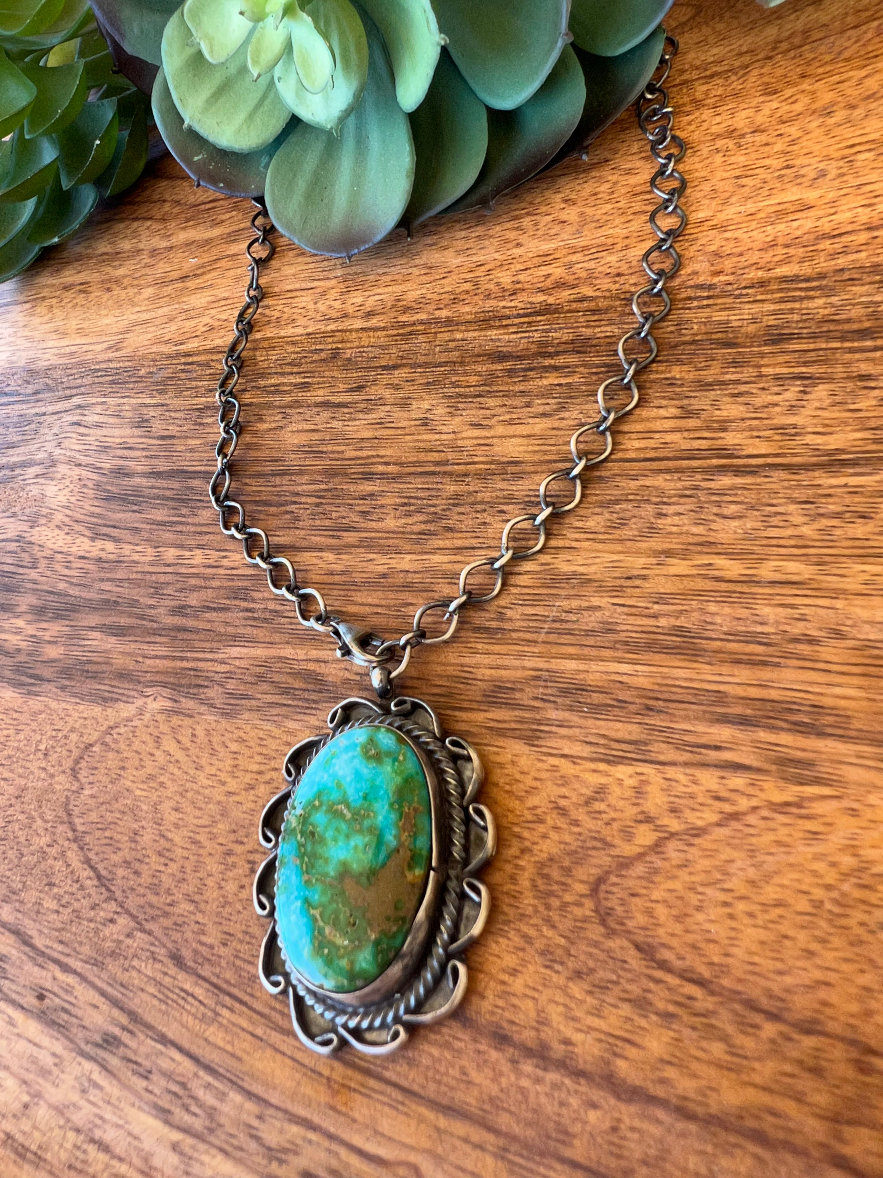 Sheila Becenti Sonoran Mountain Turquoise& Sterling Silver Necklace