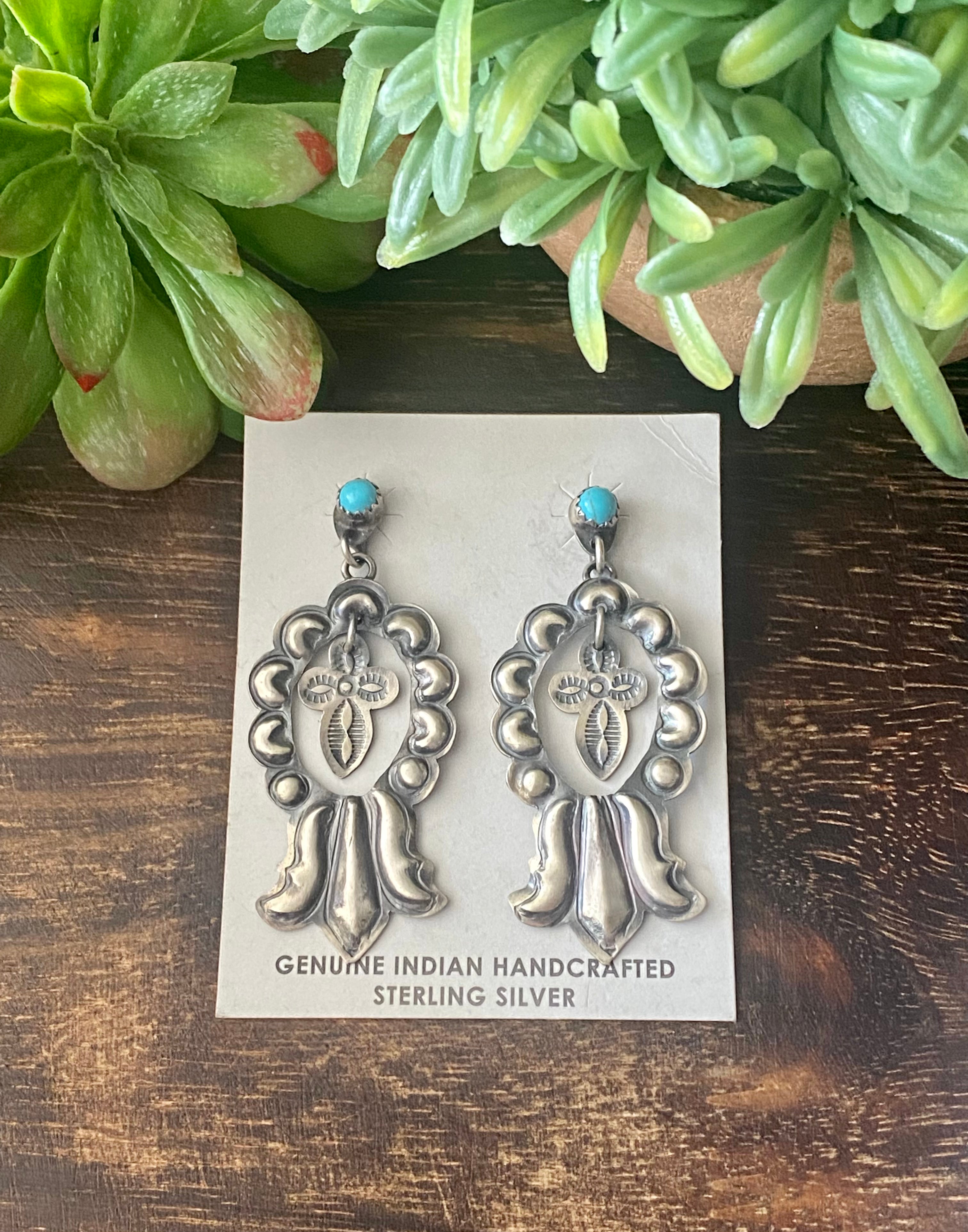 Navajo Made Sterling Silver Dangle Earrings