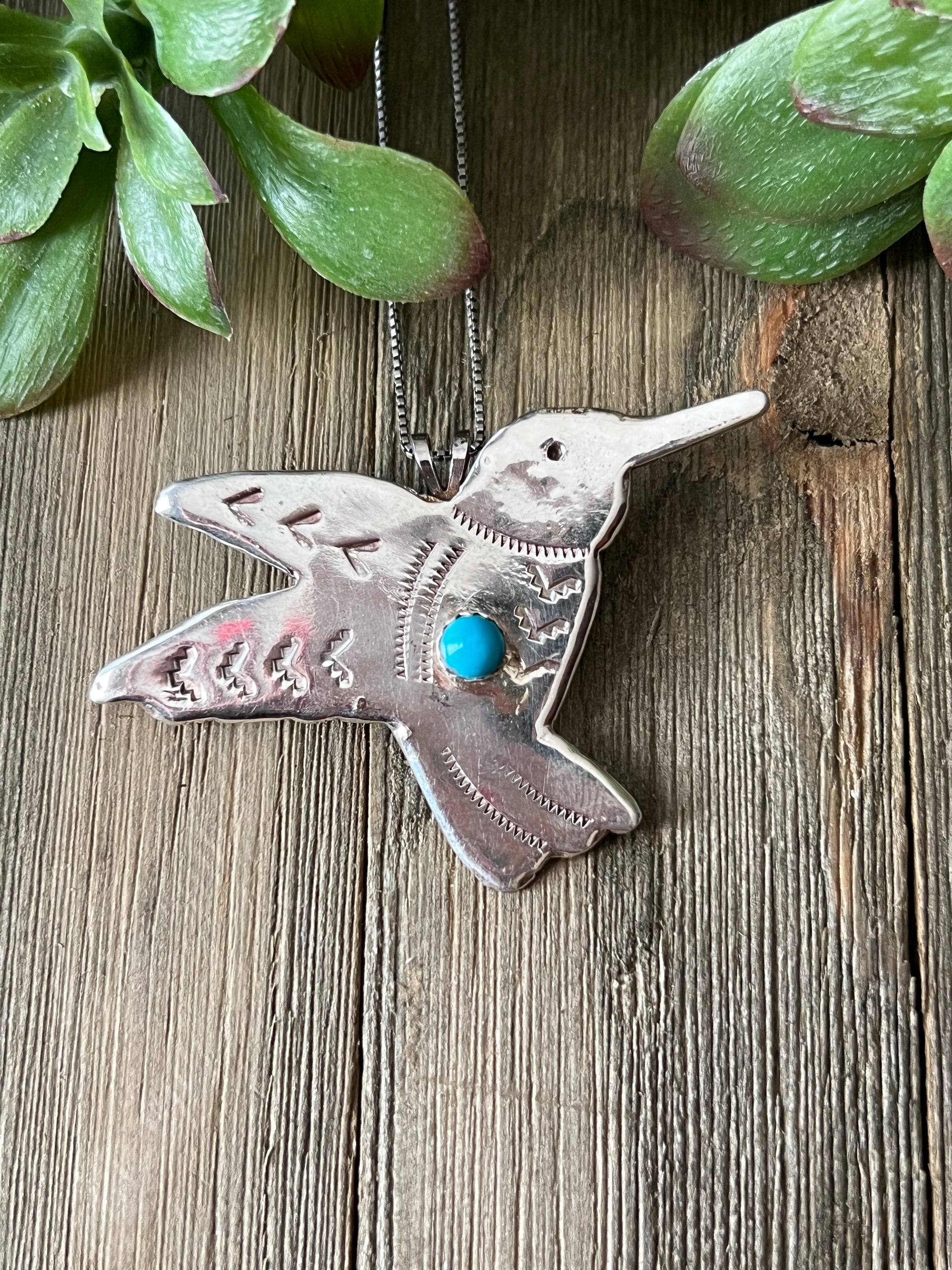 Tonya Yazzie Kingman Turquoise & Sterling Silver Hummingbird Pin/Pendant