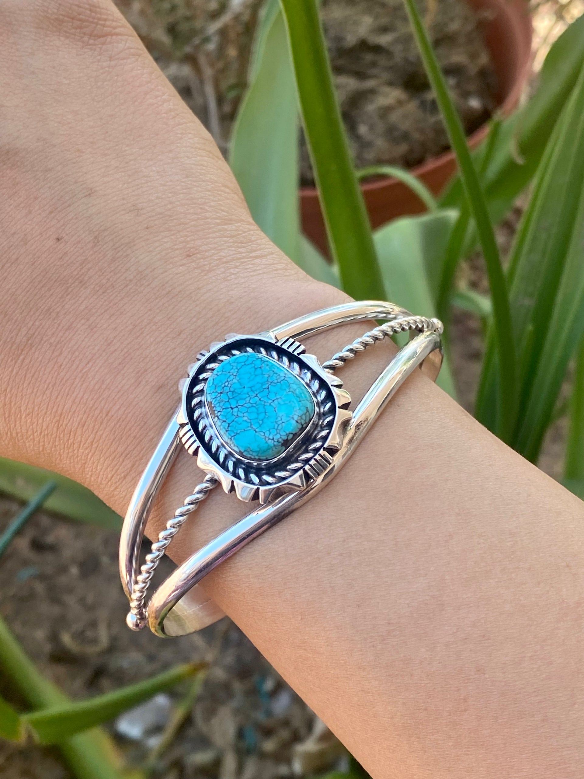 Eddie Secatero Hubei Turquoise & Sterling Silver Cuff Bracelet