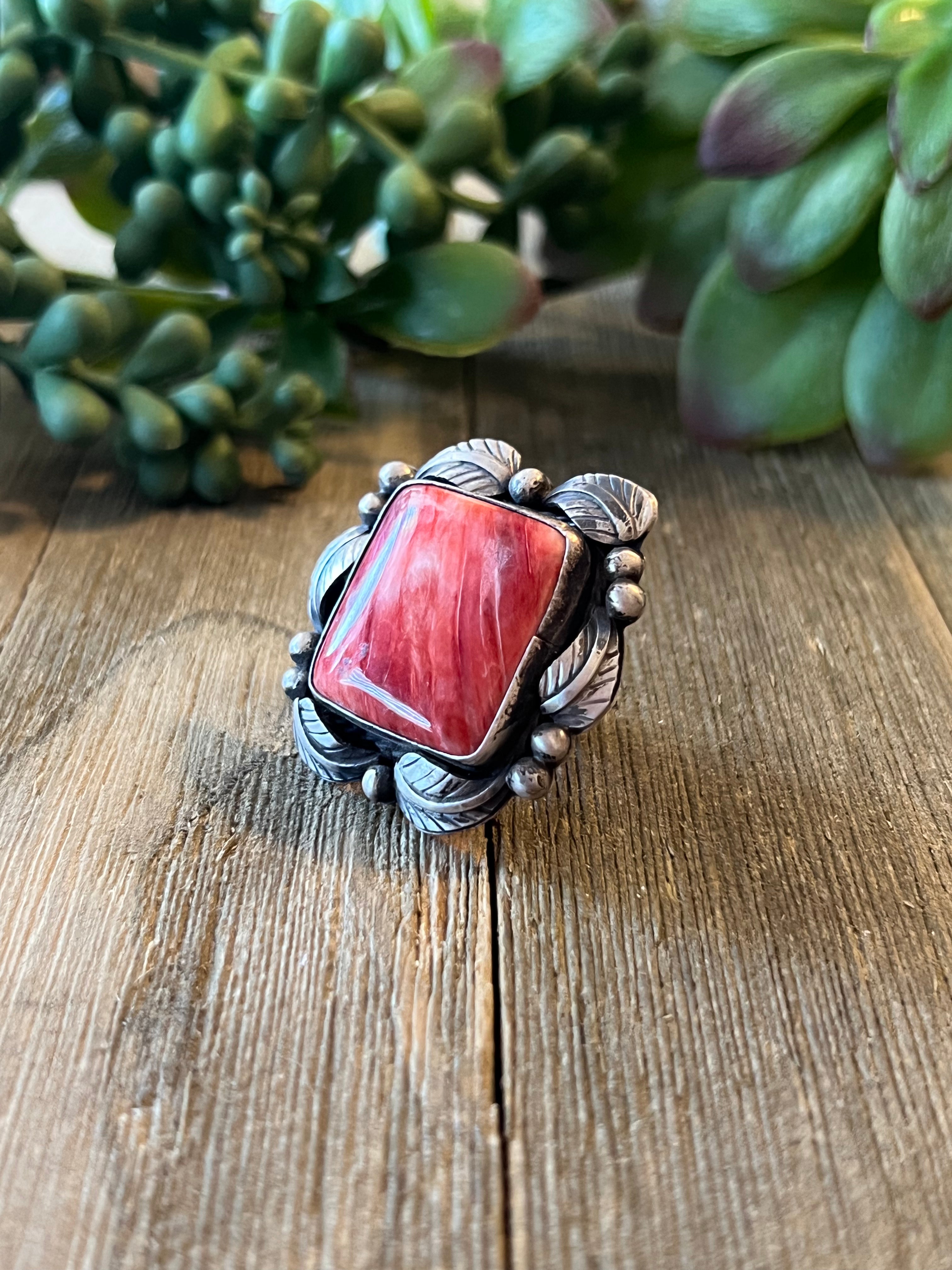 Betta Lee Spiny Oyster & Sterling Silver Ring Size 6