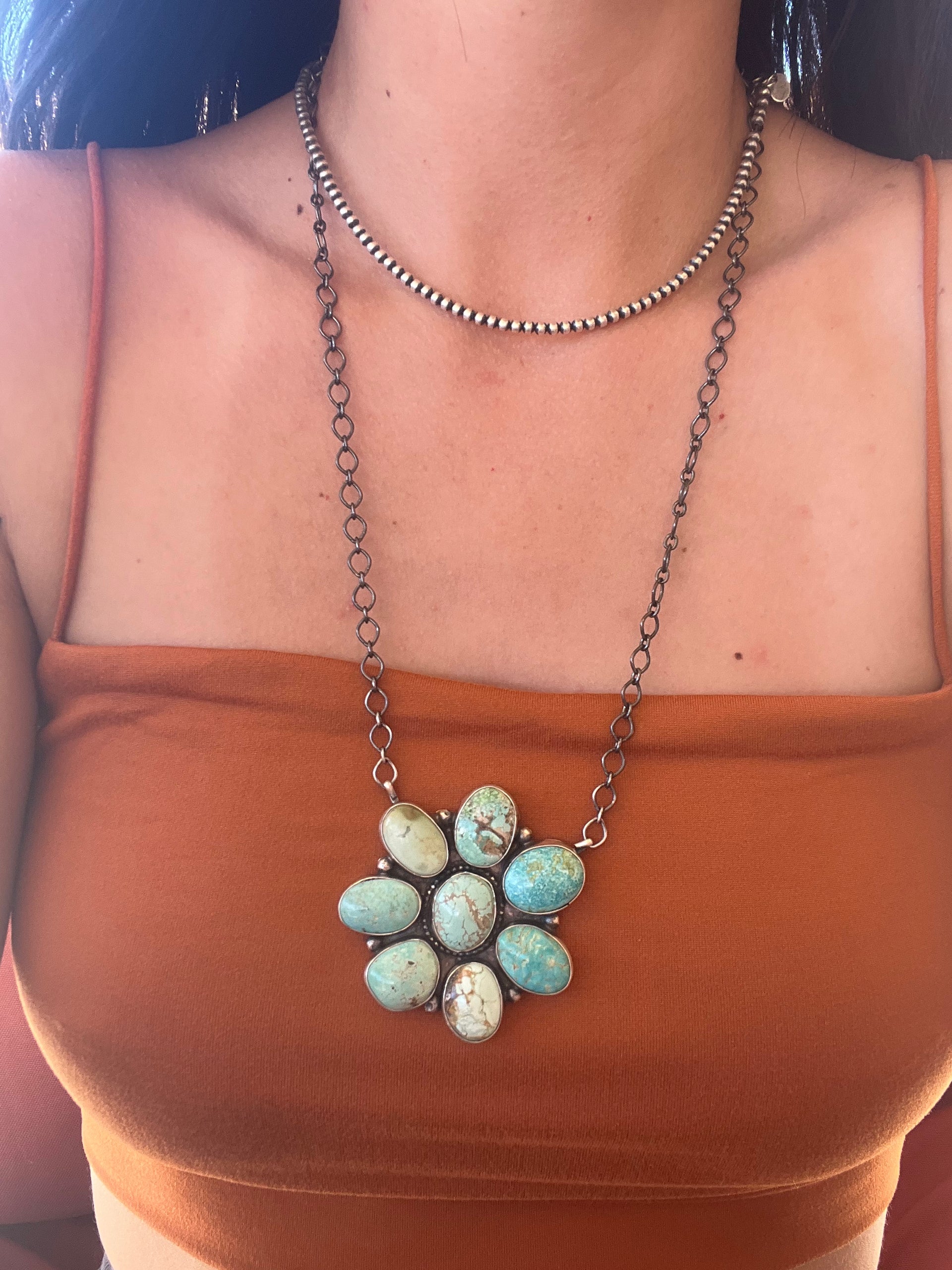 Jeff James Carico Lake Turquoise& Sterling Silver Necklace