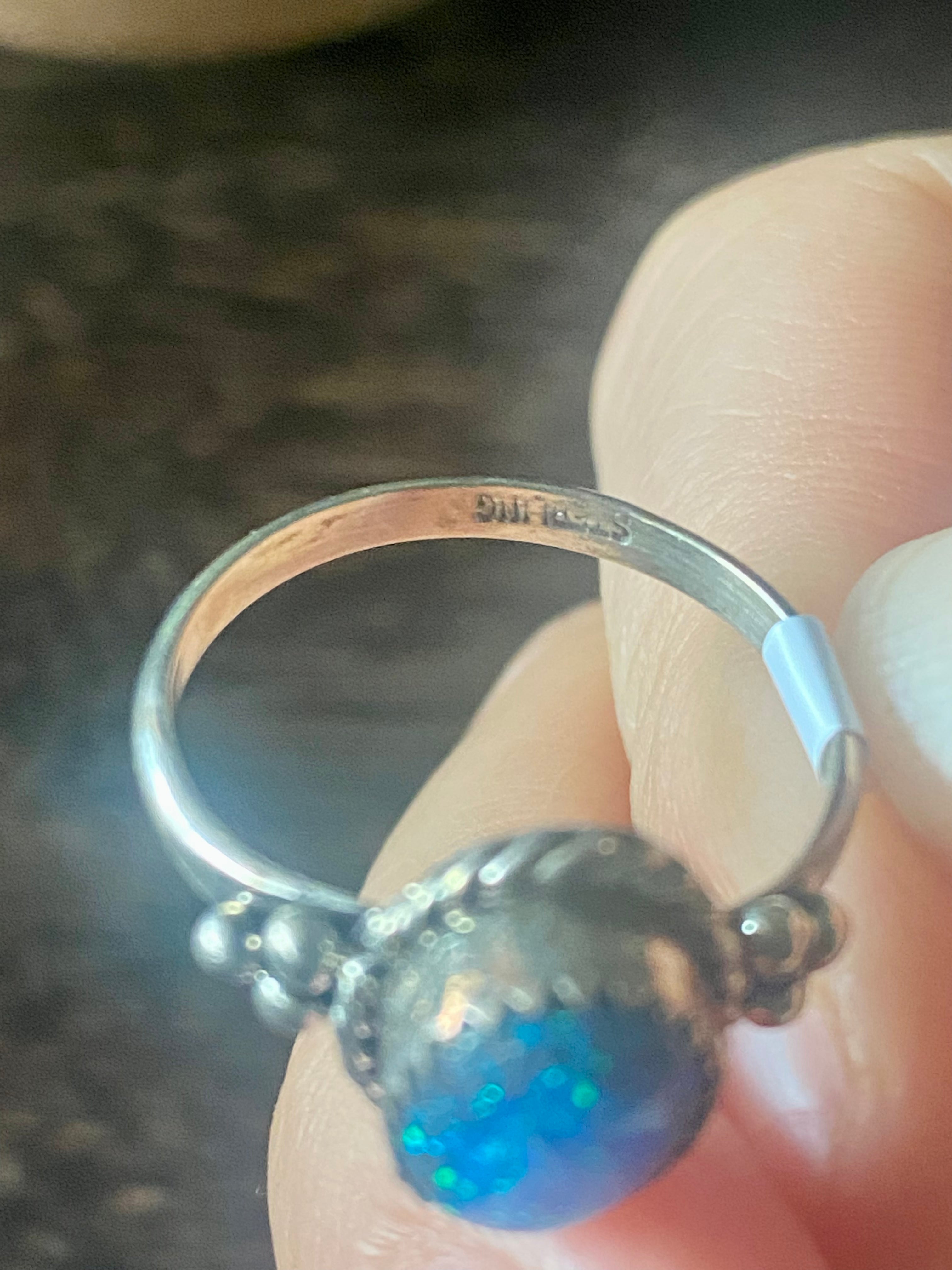 Freda Martínez Blue Opal & Sterling Silver Ring Size 9