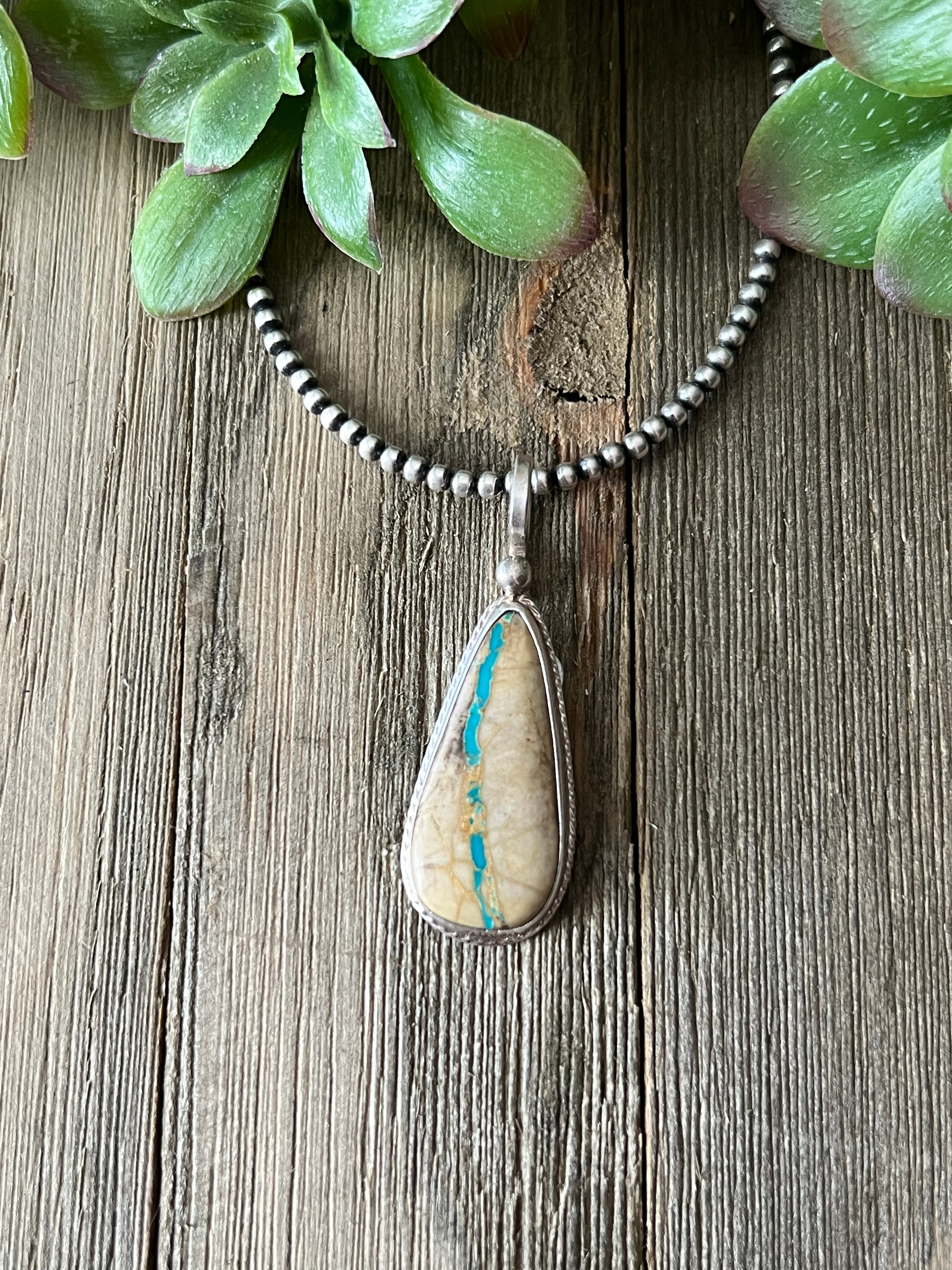 Southwest Made Boulder Turquoise & Sterling Silver Pendant