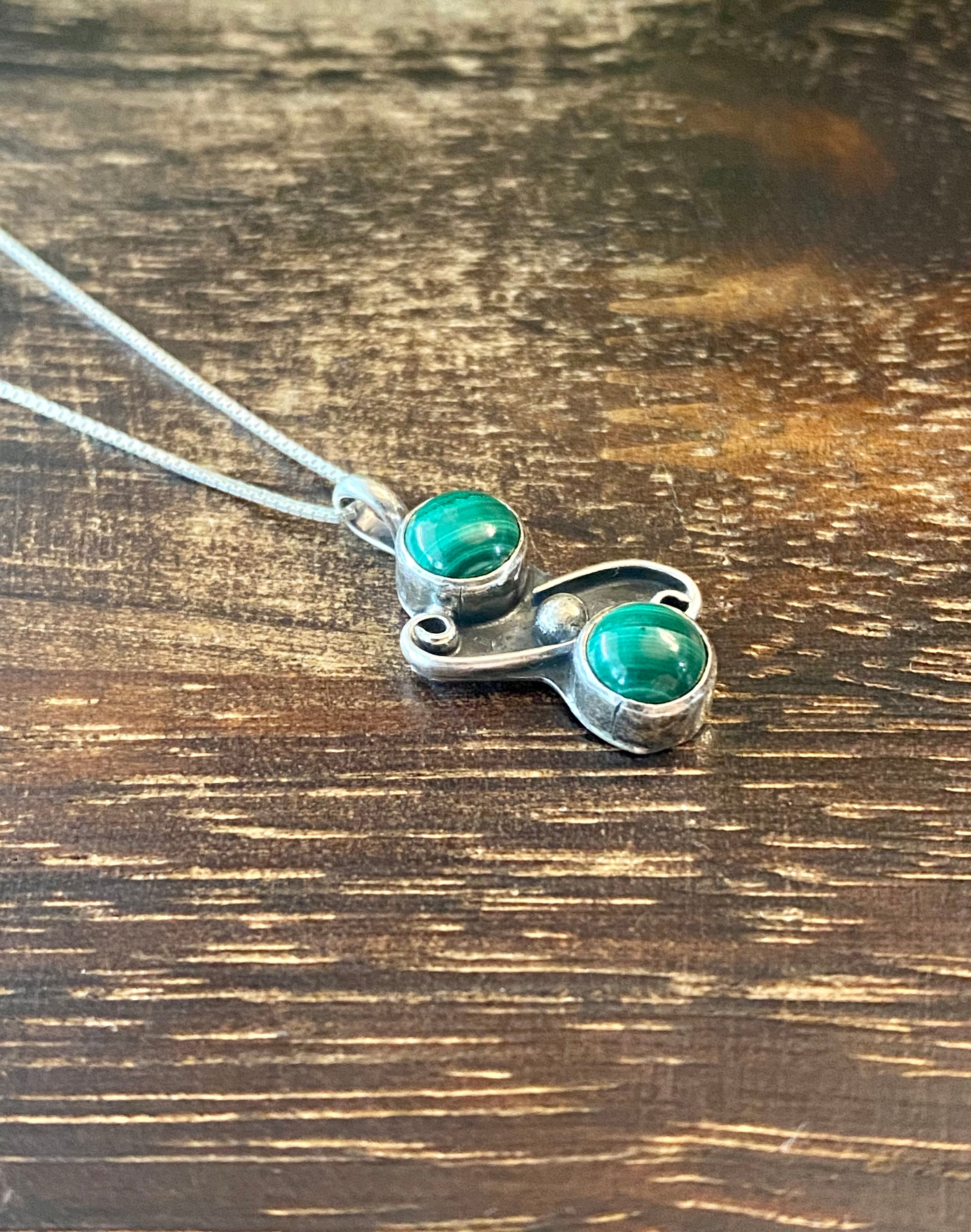 Navajo Made Malachite & Sterling Silver Pendant