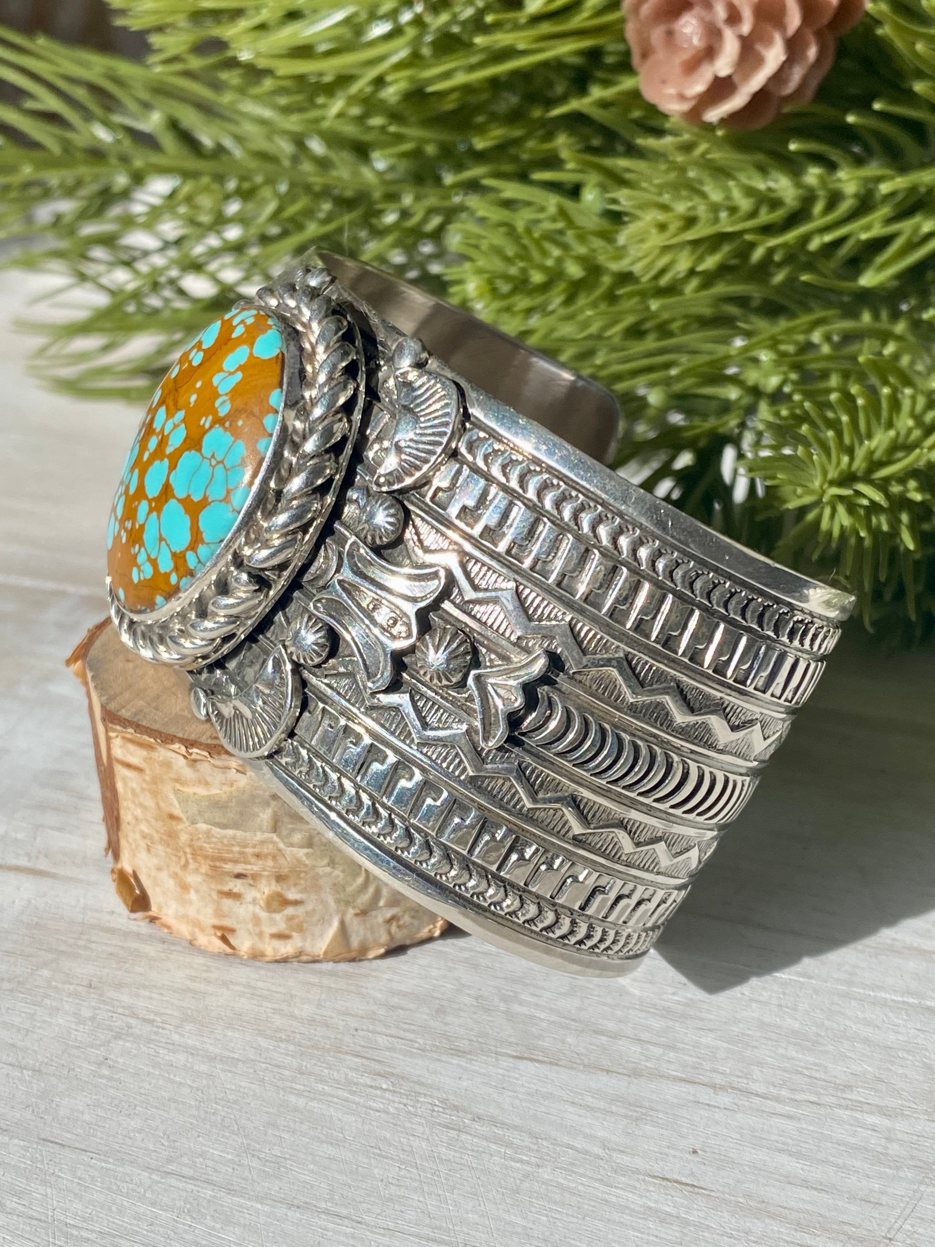 Jereme Delgarito Natural Pilot Mountain Turquoise & Sterling Silver Cuff Bracelet