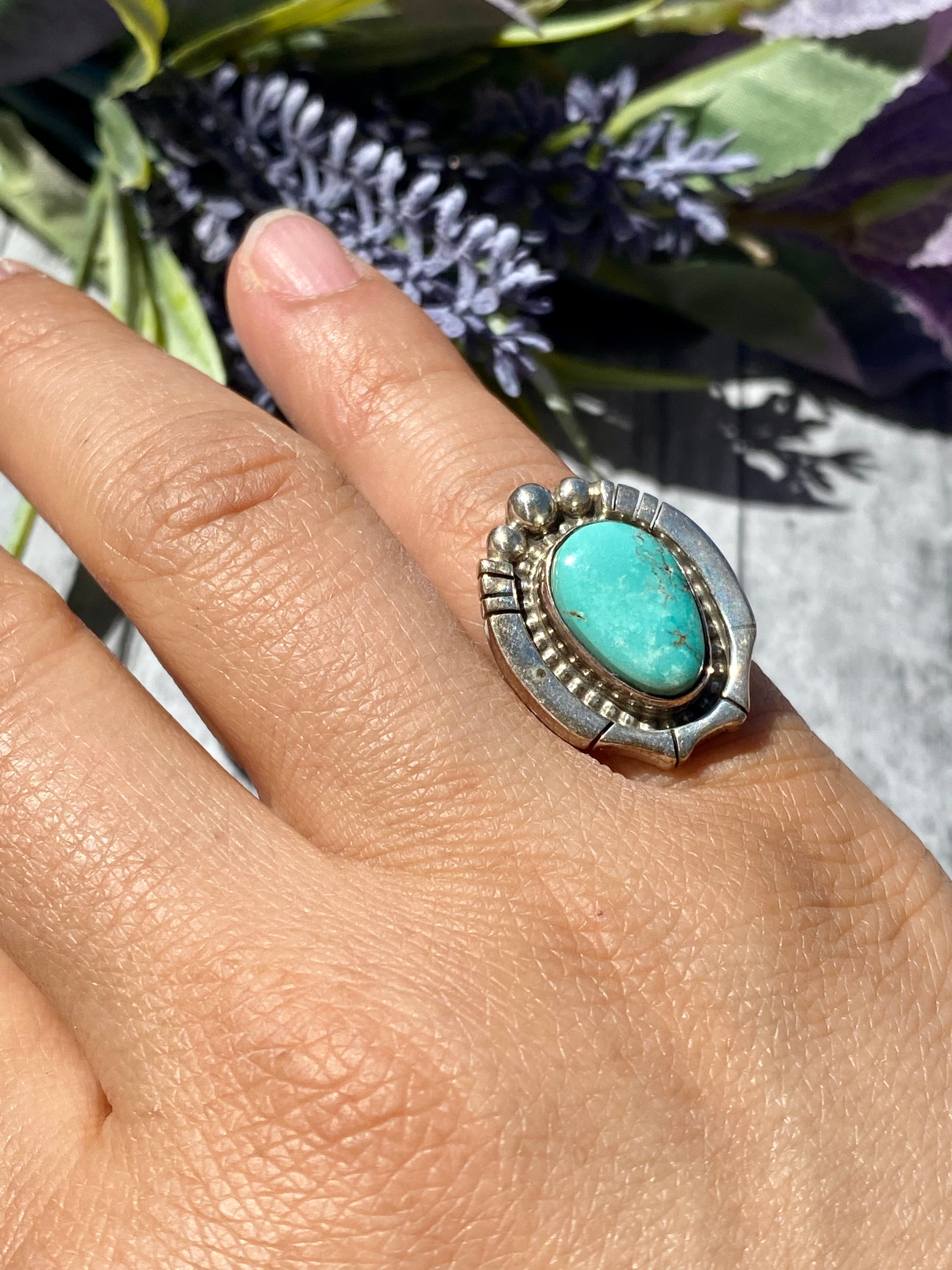Sheila Becenti Royston Turquoise & Sterling Silver Ring Size 6.25
