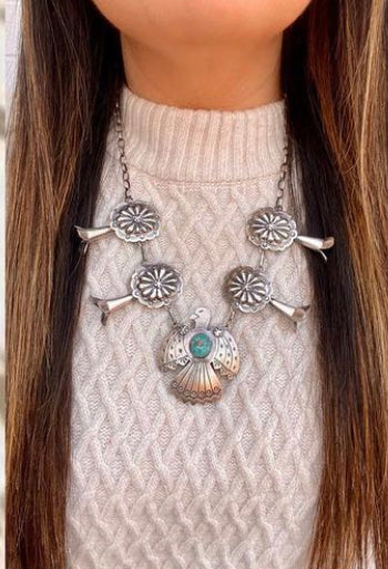 Tim Yazzie Kingman Turquoise & Sterling Silver Thunderbird Necklace