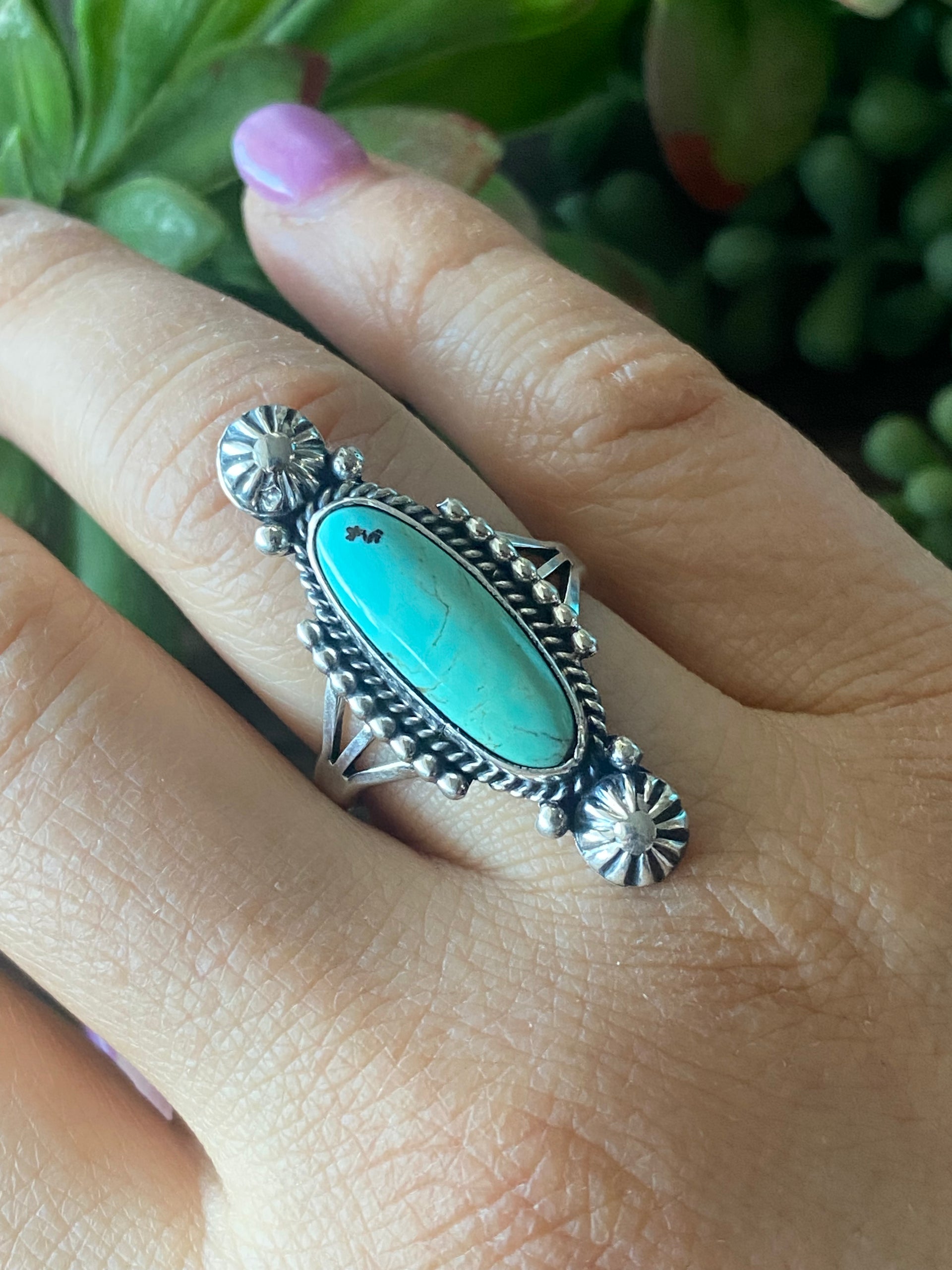 Navajo Made Royston Turquoise & Sterling Silver Ring Size 9