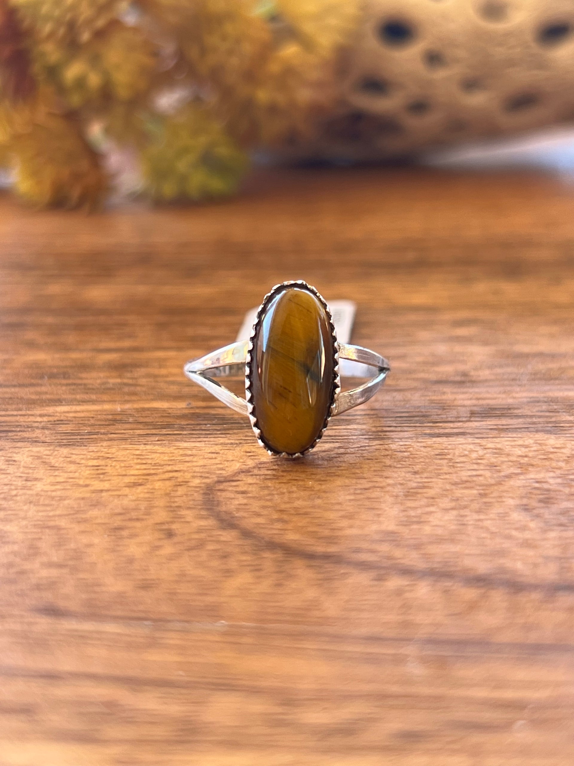 Harris Largo Tiger Eye & Sterling Silver Ring Size 7