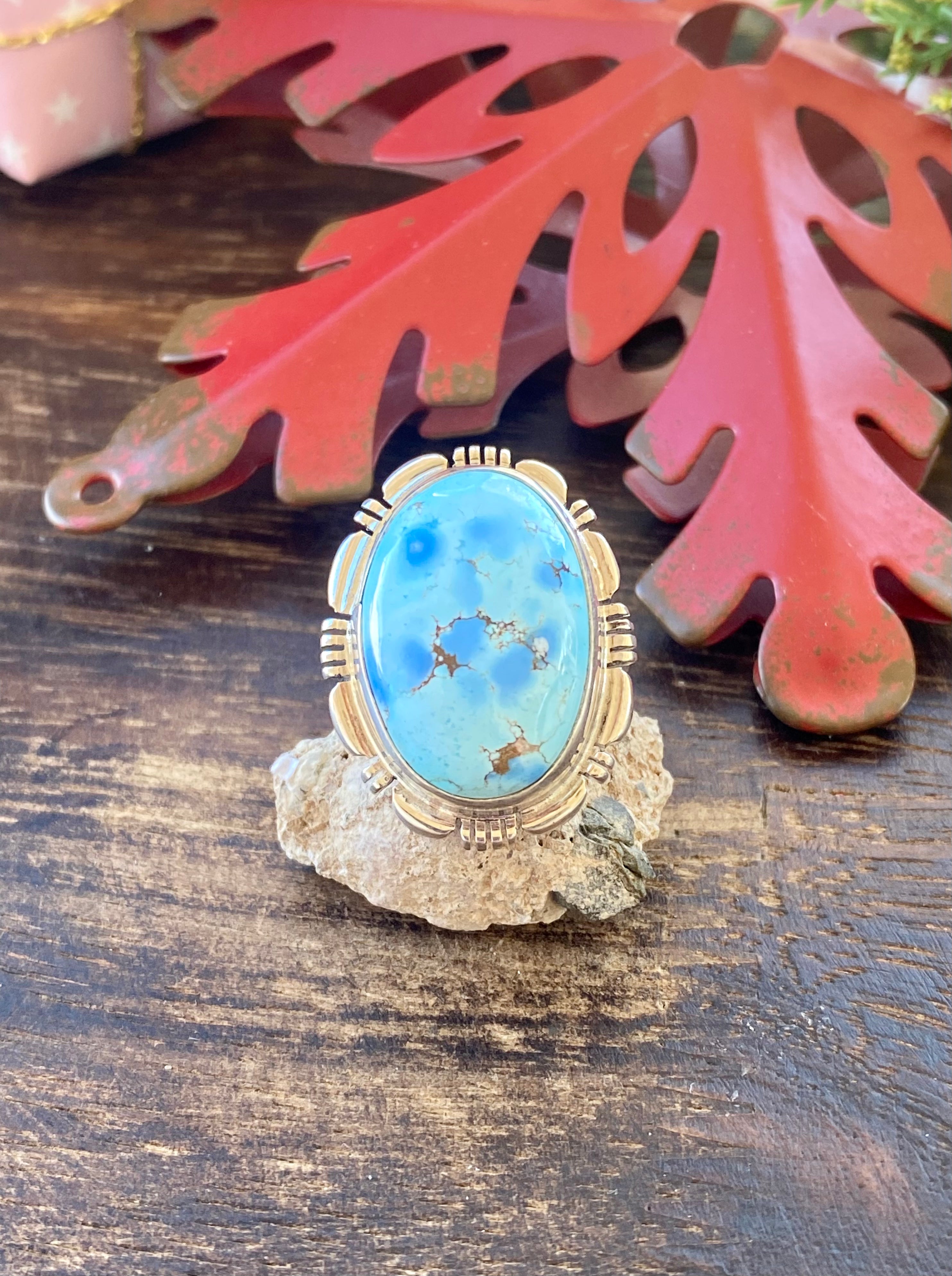 Rick Tolino Golden Hill’s Turquoise & Sterling Silver Ring Size 7.5