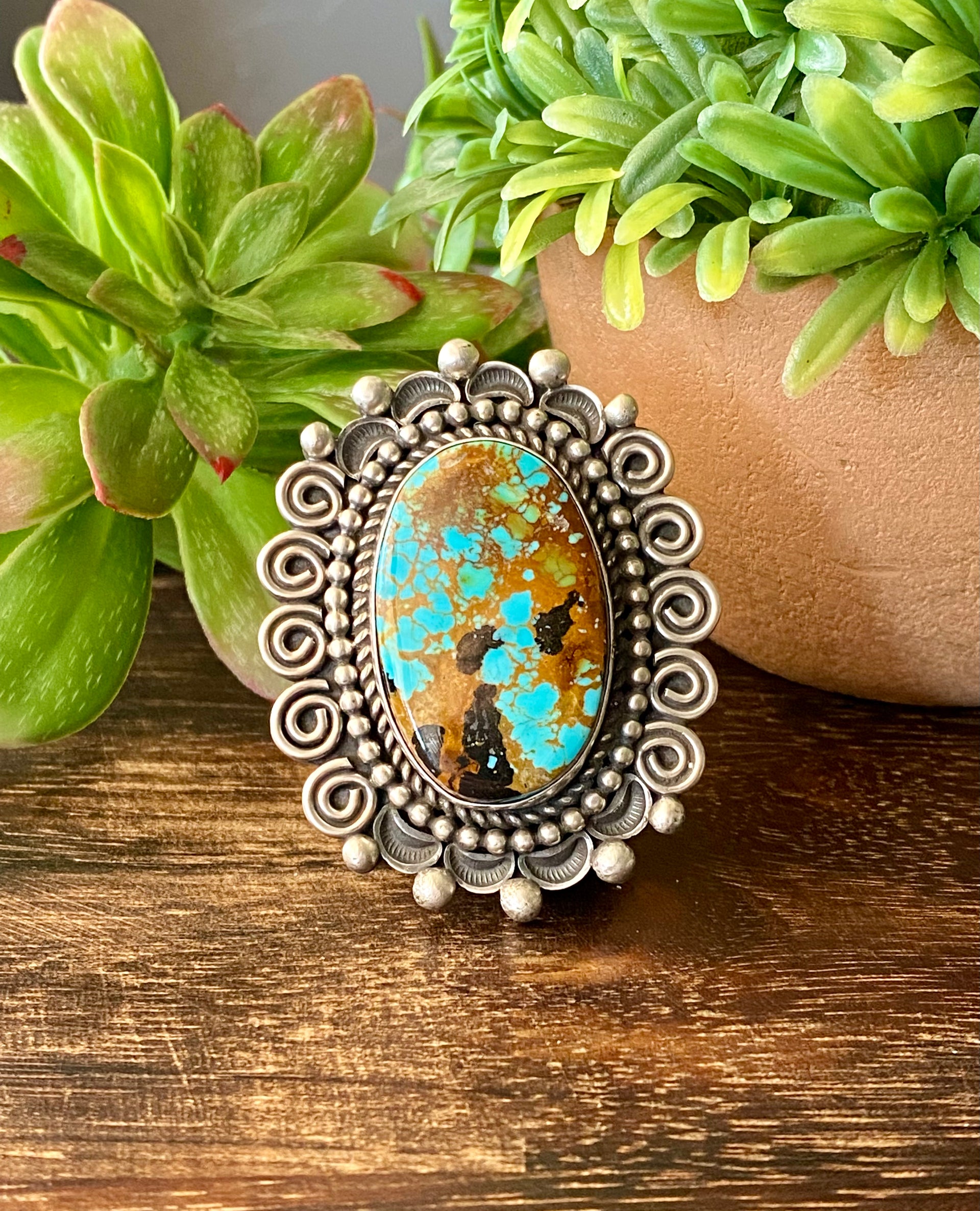 Alex Sanchez Kings Manassa Turquoise & Sterling Silver Ring Size 5.5