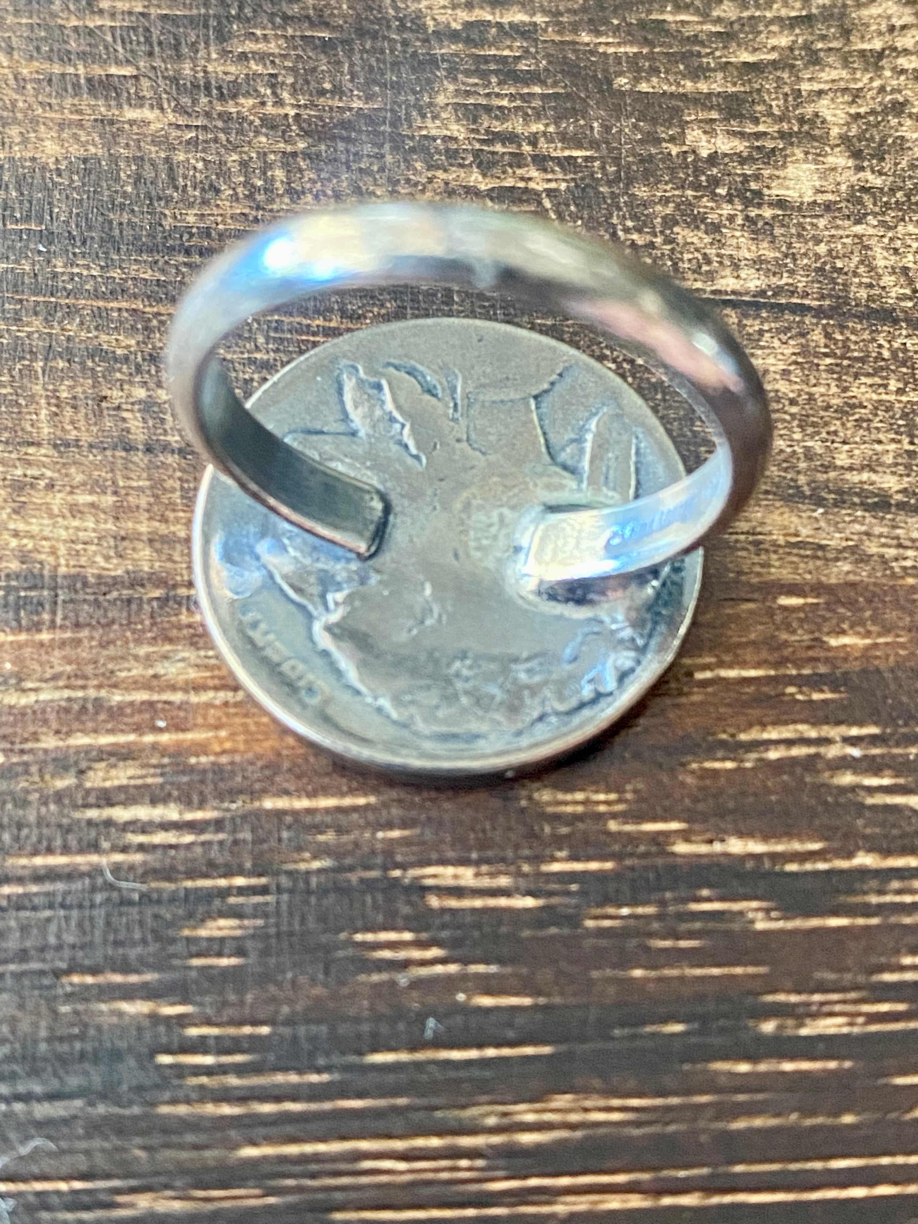 Navajo Made Sterling Silver Nickle Coin Ring Size 9.75