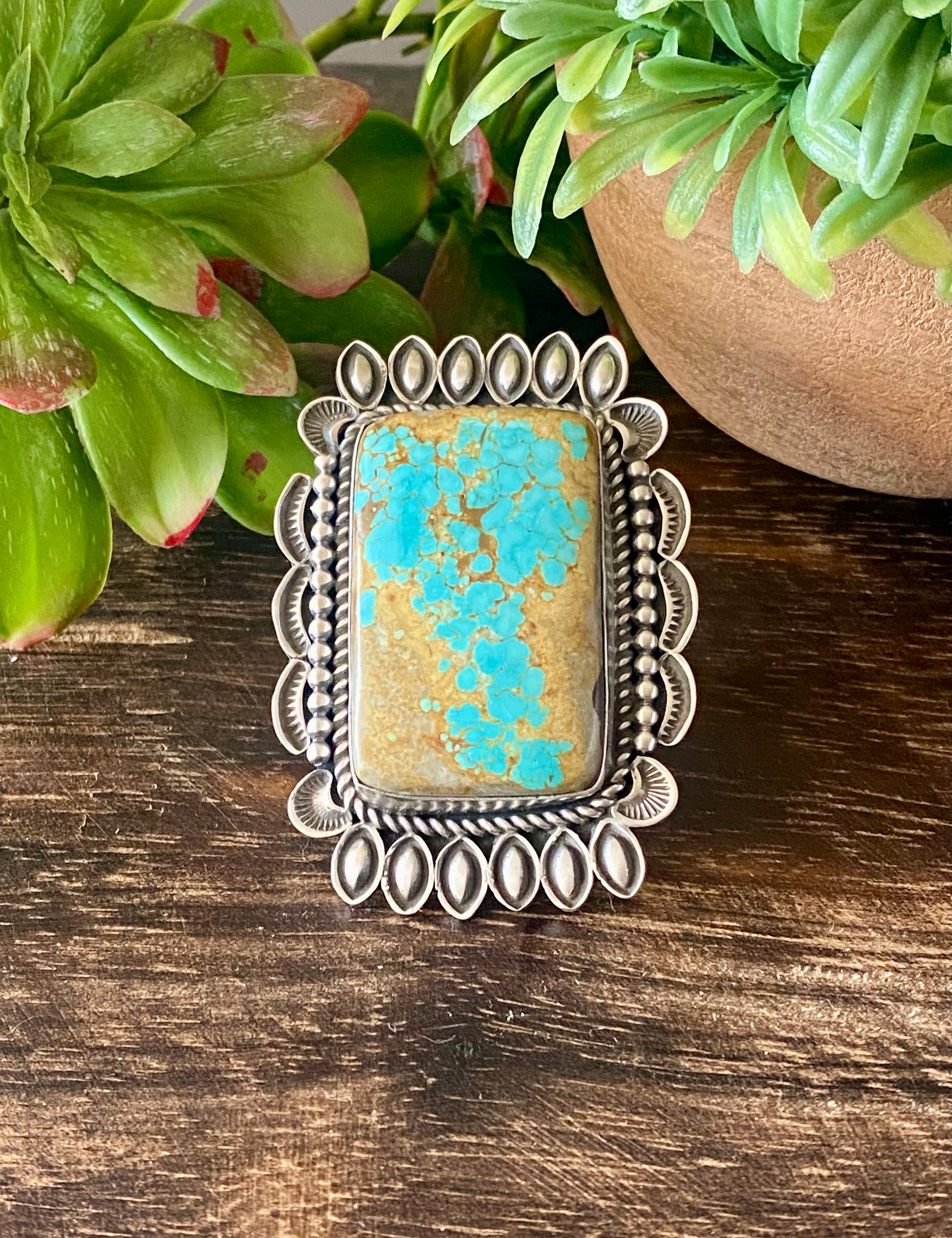 Alex Sanchez Royston Turquoise & Sterling Silver Ring Size 7.5