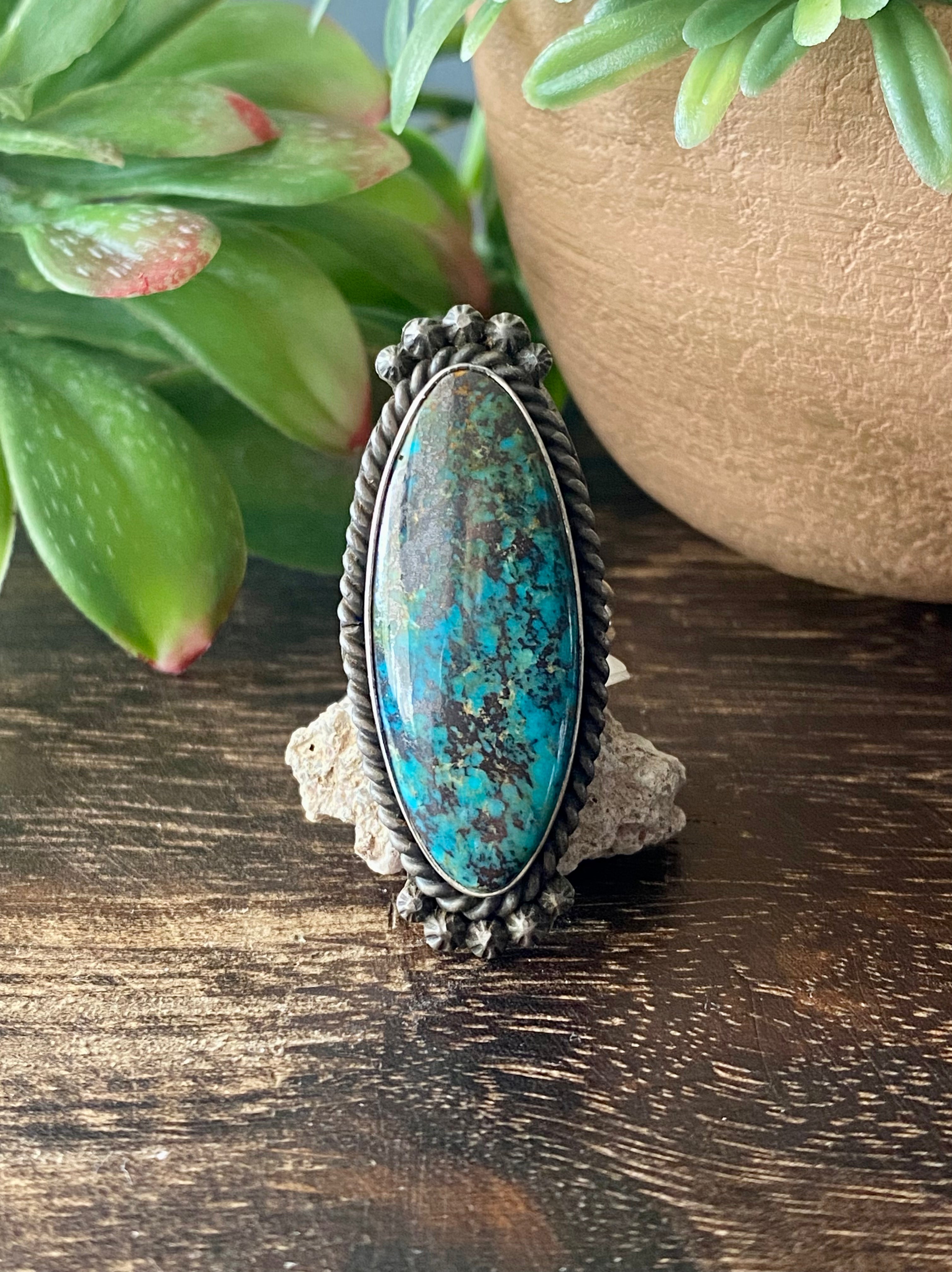 Scott Skeets Thunder Mountain Turquoise Sterling Silver Ring Size 7.25